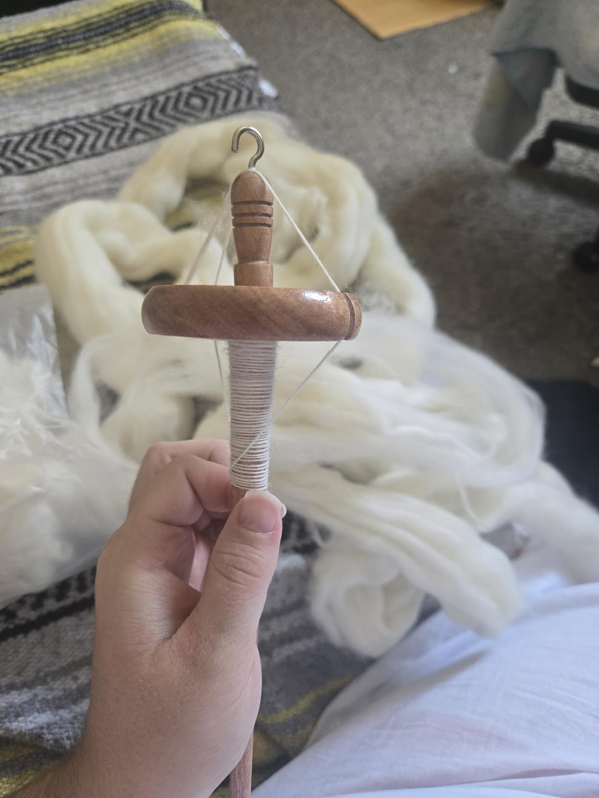 Savina Wooden Hardwood Drop Spindle Top Whorl Yarn Spinner Wheel for Beginners & Advanced,Hand Spinning, Spin Roving into Yarn - Ideal for Sewing Projects customer photo 2