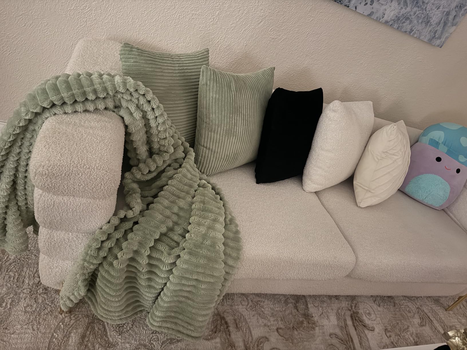 MIULEE Boho Farmhouse Sage Green Throw Pillow Covers 18x18 Inch Set of 4 Modern Nordic Cushion Covers Soft Corduroy Spring Home Decor customer photo 1