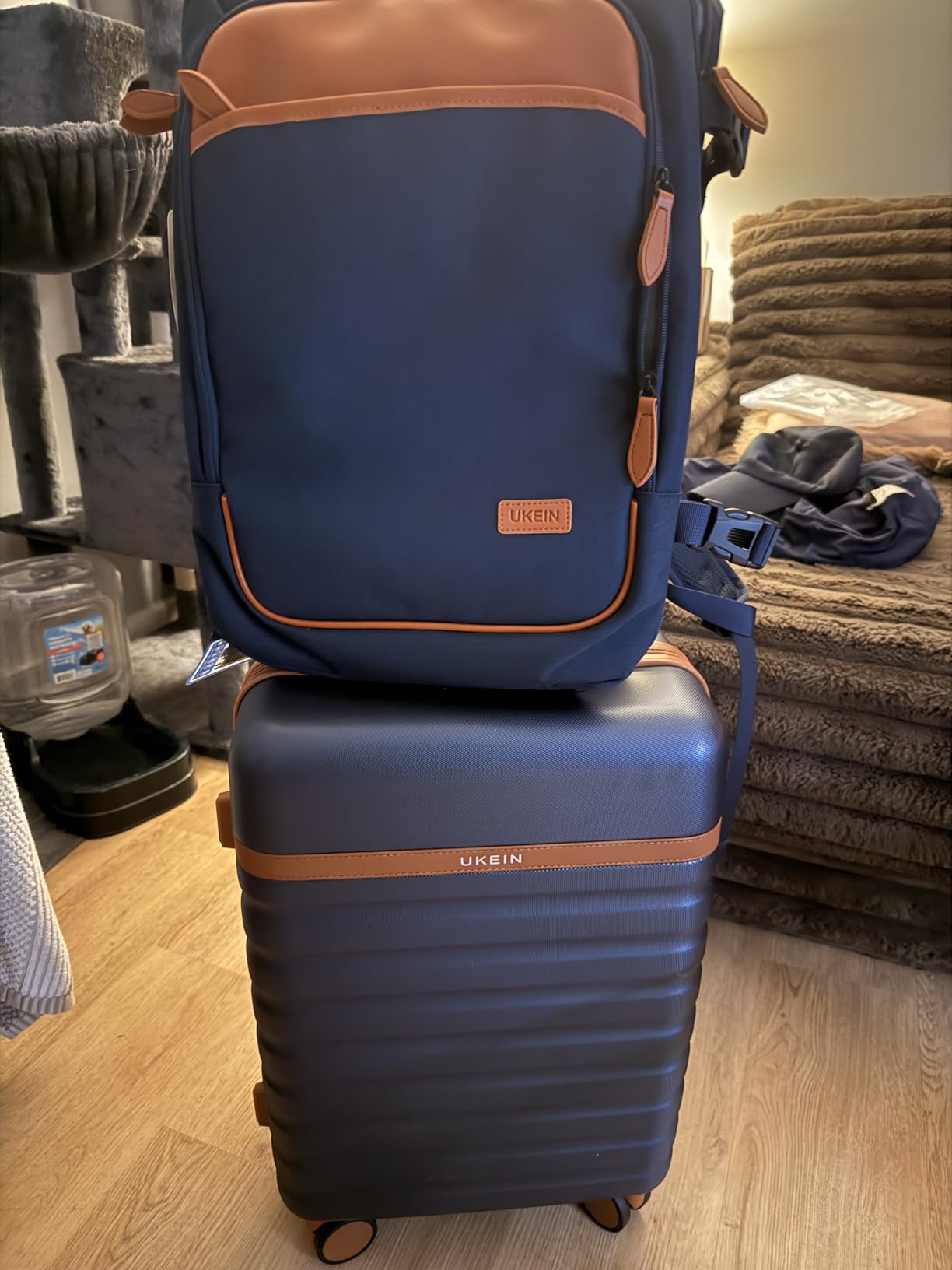Luggage Sets 3 Piece, Carry On Luggage 20In With Spinner Wheels, PC Hardside Suitcase Set with TSA Lock, Durable Carry On Suitcase With Travel Backpack for Men (Black, 3 piece set) customer photo 1