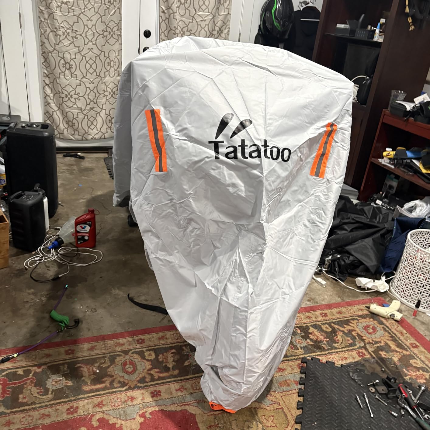 Motorcycle Cover Waterproof Outdoor, 300D Heavy Duty, UV & Rain Resistant, Windproof with 3 Buckles, Fits Most Motorcycles, Cruisers, Sportbikes, Dirt Bikes, Scooters up to 96.5