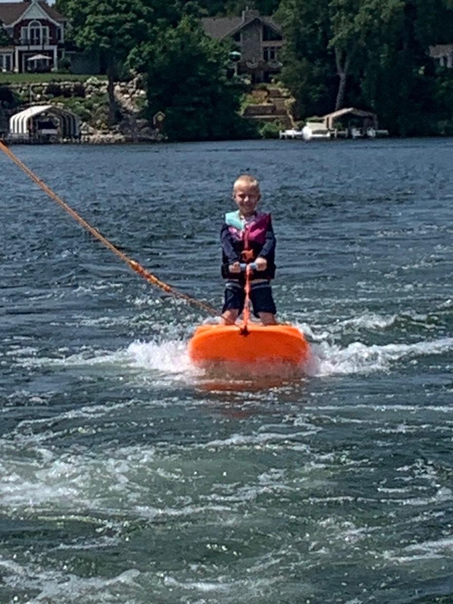 ZUP Coast Board All-in-One Kid's Wakeboard, Trainer Board, Kneeboard, and Water Skis with Rope Handle customer photo 2