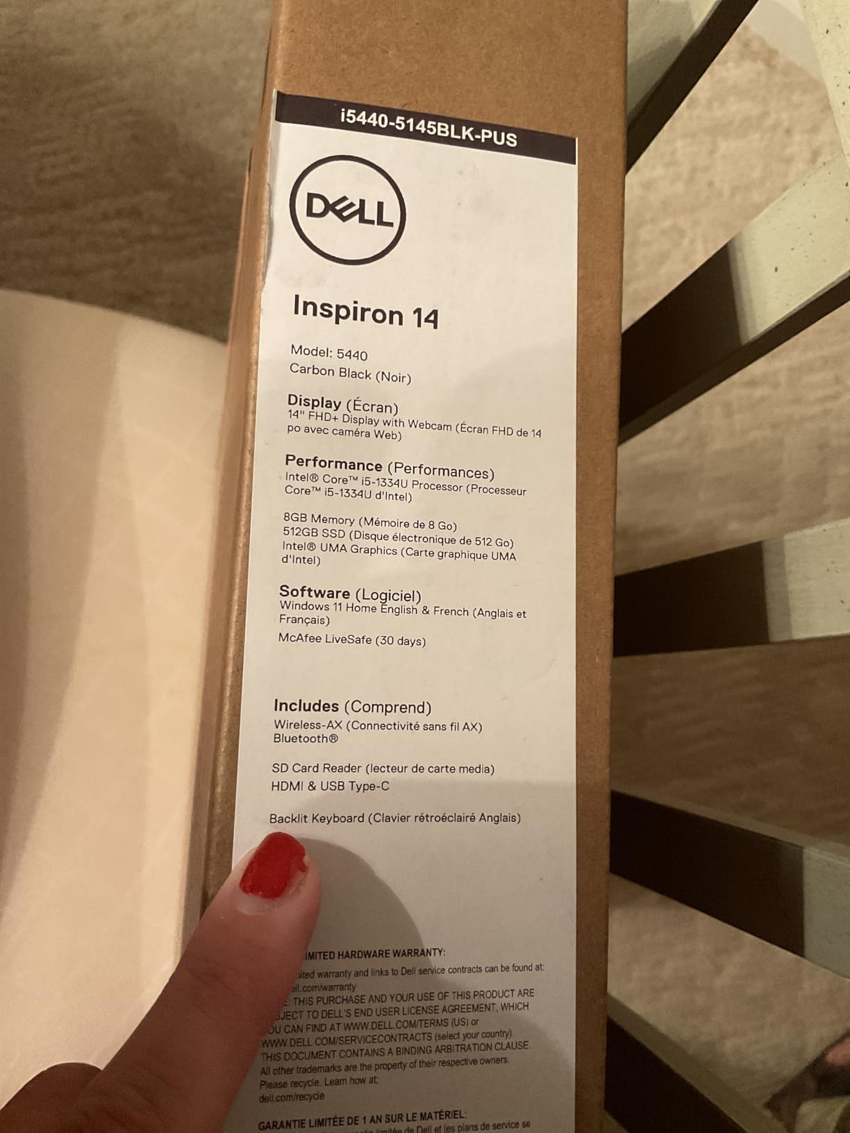 Dell Inspiron 14 5440 Laptop - 14.0-inch 16:10 FHD+ (1920 x 1200) Display, Intel Core i5-1334U Processor, 8GB DDR5 RAM, 512GB SSD, Intel UHD Graphics, Windows 11 Home, Onsite Service - Carbon Black customer photo 1