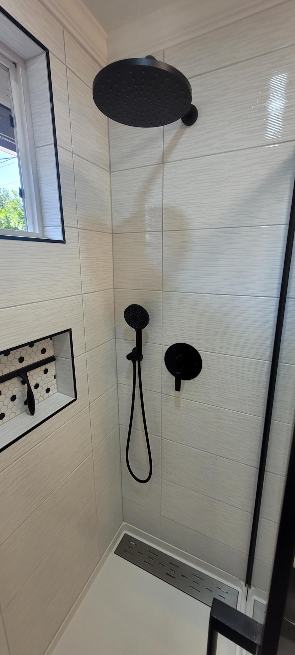 Iriber Thermostatic Shower System Wall Mount with 10 Inch Roud Rainfall Shower Head and Handheld, Shower Faucet Mixer Trim Kit (Valve Included), Brushed Nickel customer photo 2