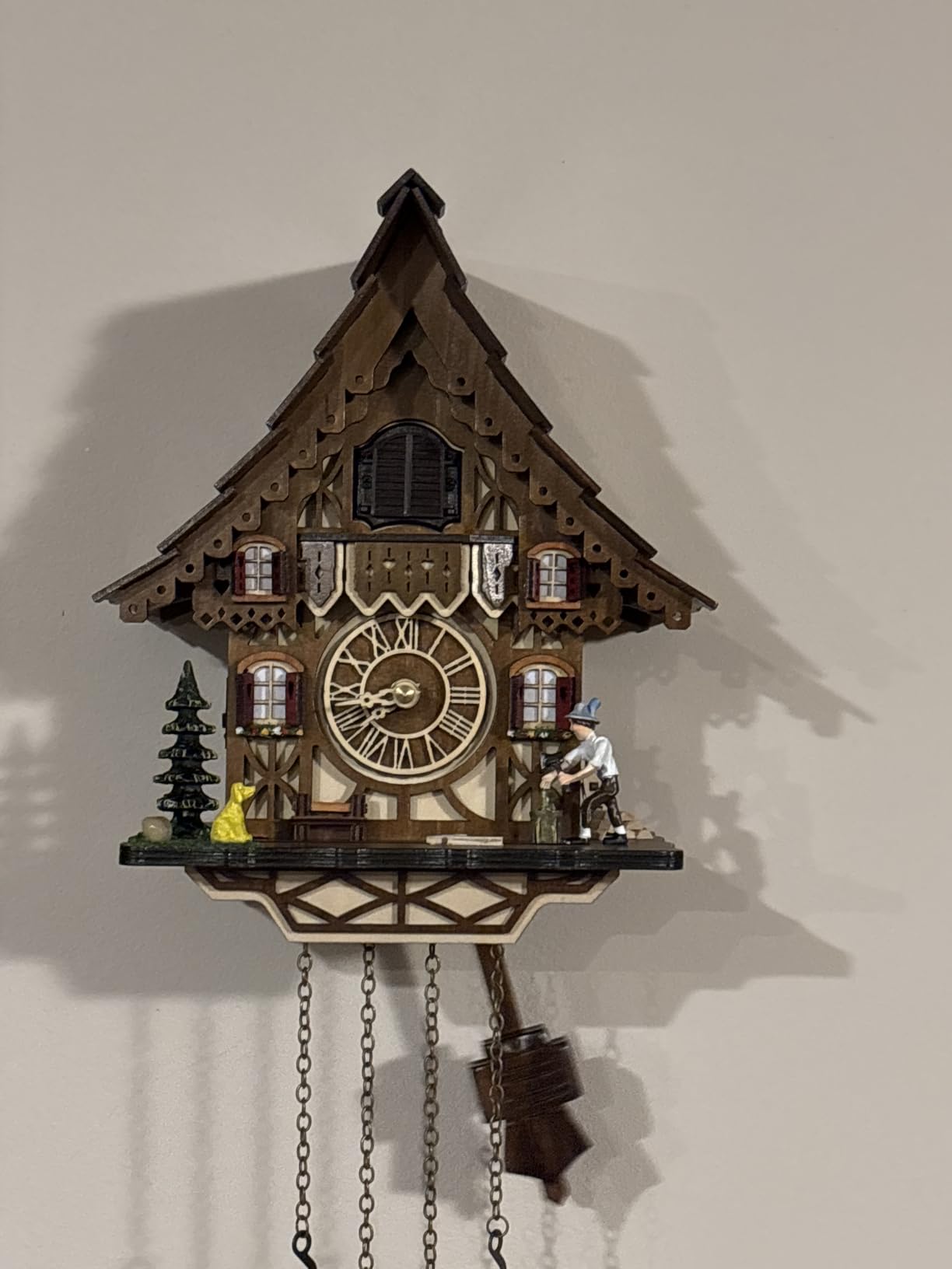 Cuckoo Clock for Wall Art: 12 Melodies, Volume Control, Night Mode, Germany Style Black Forest Retro Traditional Handcrafted Wooden House Home Decor, Gifts for Family (8.75 X 23inch) customer photo 1