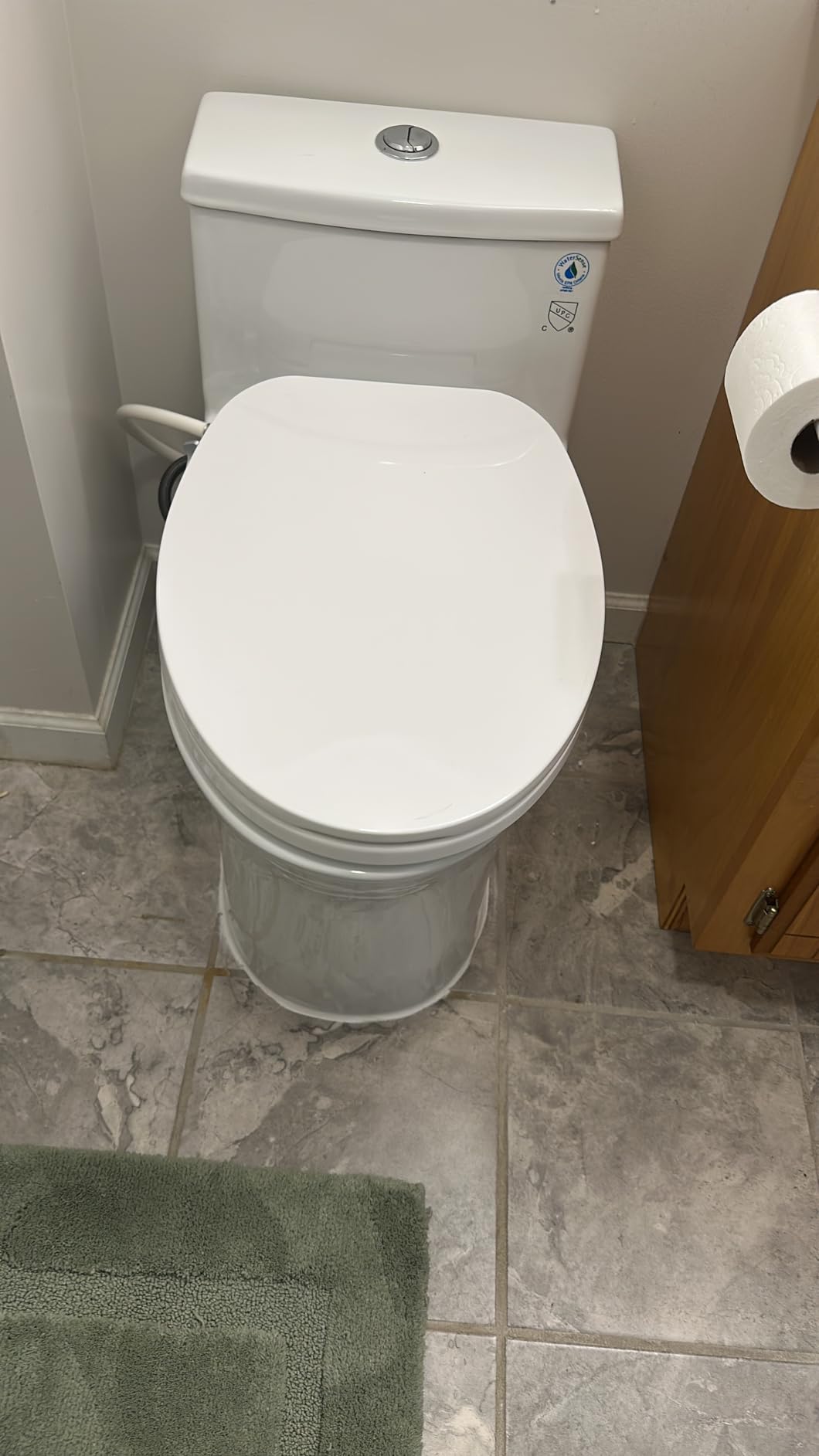 HOROW T0338W One Piece Toilet with Non-Electric Bidet Toilet Seat, Elongated ADA Chair Height Toilets with Adjustable Nozzles Seat, Powerful Dual Flush & Soft Closing Seat Include, White customer photo 2