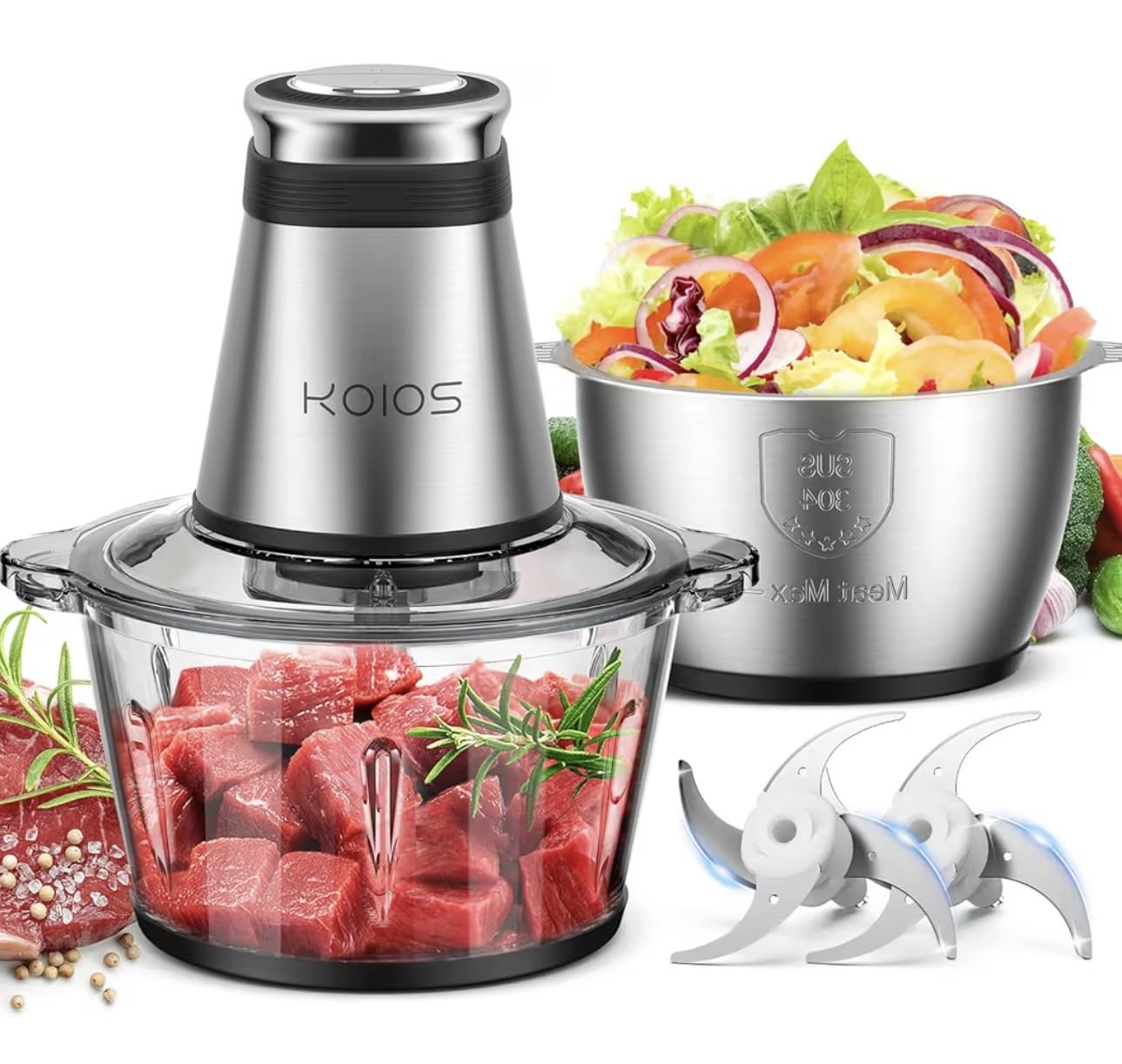 KOIOS Food Processor, 500W Electric Food Chopper with 2 Bowls (8 Cup+8 Cup) & 2 Bi-Level Blades customer photo 2