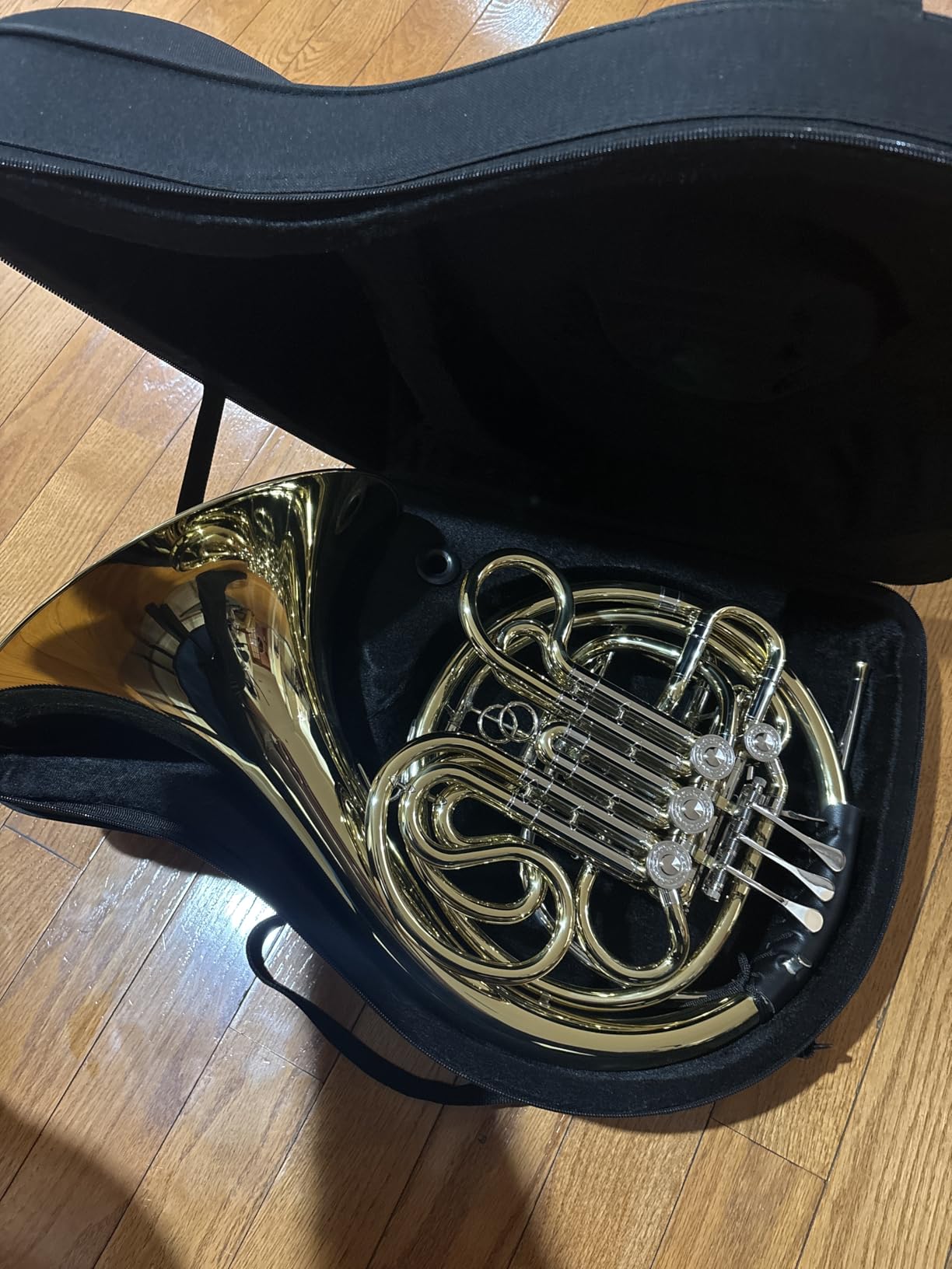 Double French horn, French horn, 4-button F/B tuning, select brass, one-piece French horn design, comes with backpack, gloves, cleaning cloth, and cleaning tool kit (silver, all-in-one) customer photo 1