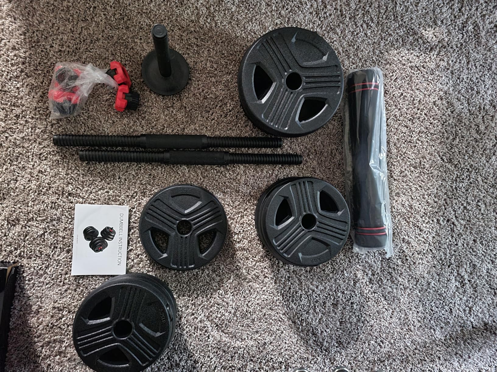 FITPLAM Adjustable Dumbbell Set, 20/35/45/55/70/90lbs Free Weights Set with Upgraded Nut, 5 in 1 Weight Set Used as Kettlebells, Barbell, Push up Stand customer photo 2