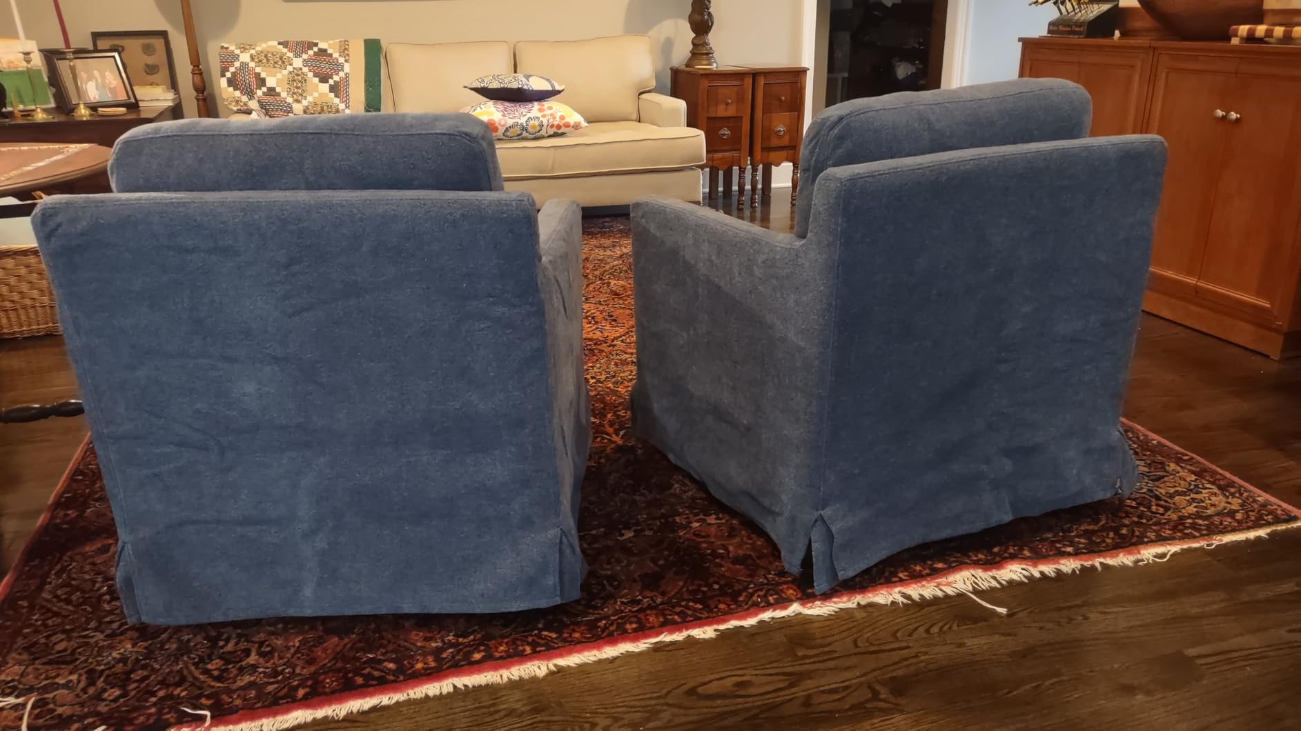 Swivel Accent Chair Set of 2, 360 Degree Square Swivel Barrel Chair for Living Room, Mid Century Modern Upholstered Accent Chair, Comfy Sofa Armchairs for Bedroom, Nursery, Chenille, Taupe customer photo 1