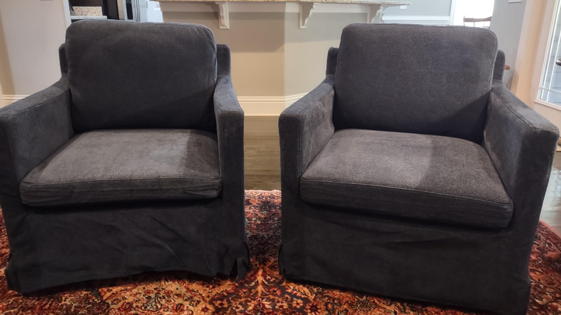 Swivel Accent Chair Set of 2, 360 Degree Square Swivel Barrel Chair for Living Room, Mid Century Modern Upholstered Accent Chair, Comfy Sofa Armchairs for Bedroom, Nursery, Chenille, Taupe customer photo 2