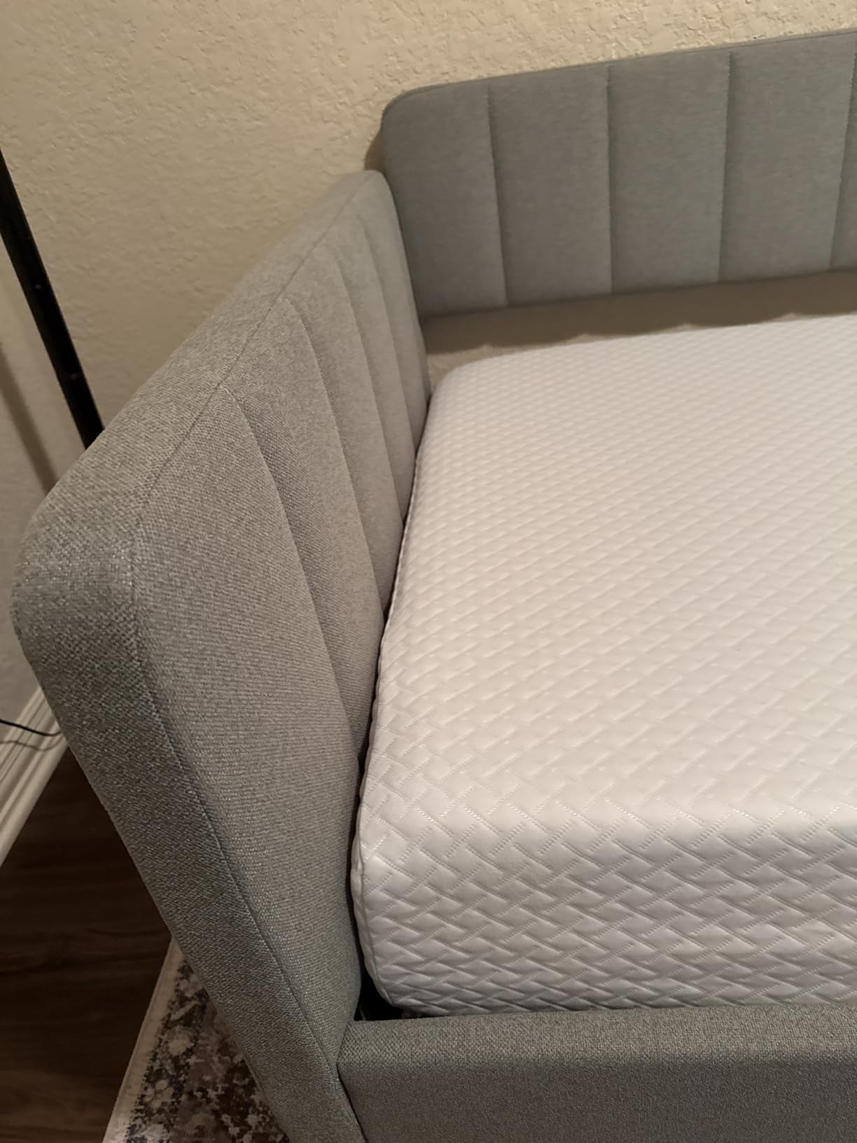 YUHUASHI Twin Size Upholstered Daybed with Wood Slat Support, Daybed Frame for Living Room, Bedroom, Guest Room, No Box Spring Needed (Ivory, Twin) customer photo 2