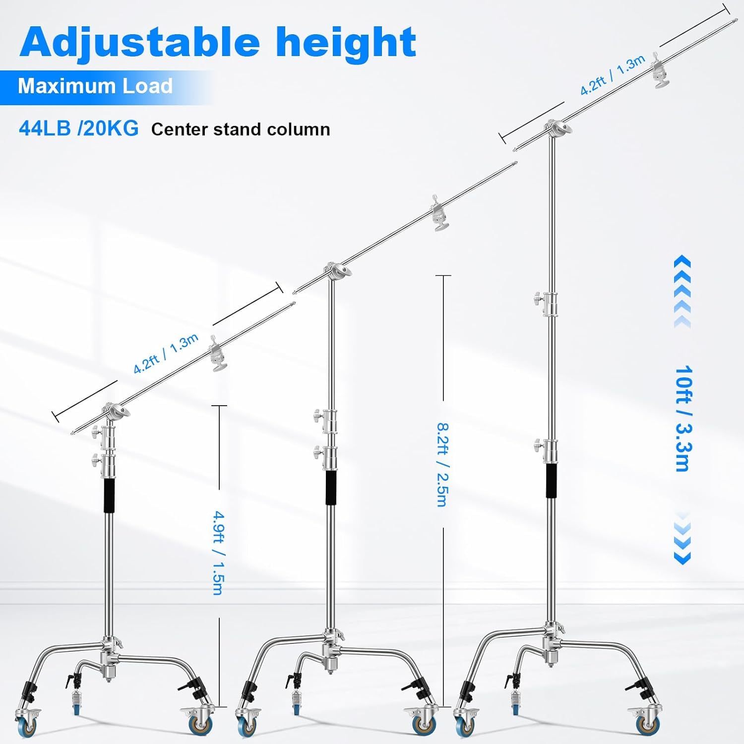 K&F CONCEPT Heavy Duty C Stand 10.8ft/330cm with Holding Arm Sandbag, 2*Grip Head Stainless Steel Photography Light Stand C-Stand Sturdy for Studio Monolight, Softbox, Reflector customer photo 2