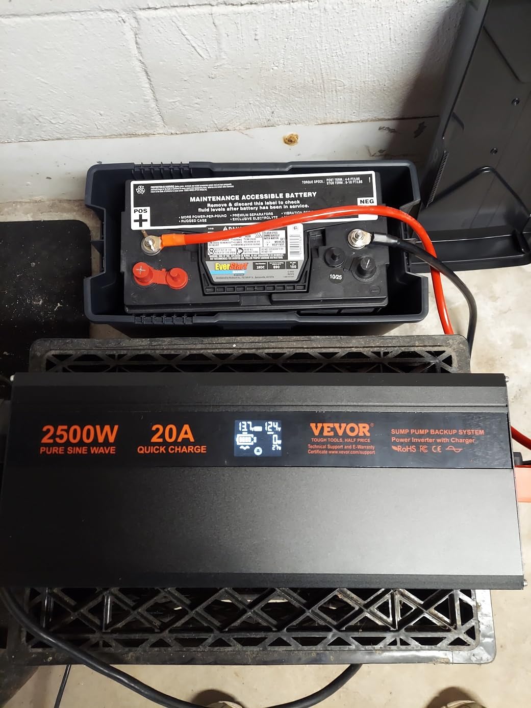 VEVOR 2500W Sump Pump Battery Backup with LCD, Automatically Shifts to Inverter Power Ensuring Uninterrupted Operation, Essential for Emergencies & Power Failures customer photo 2