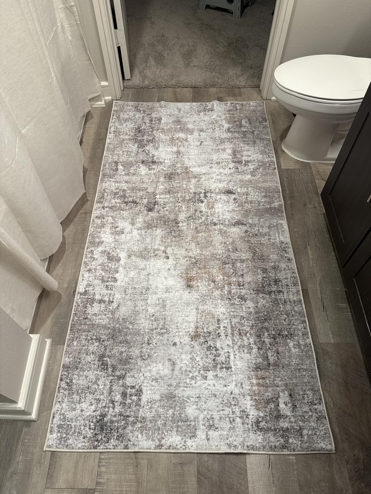 3x10 Ft Long Hallway Runner Rug - Non-Slip Washable Kitchen Runner Rug with Rubber Backing | Modern Abstract Wide Floor Carpet Runner for Indoor Entryway, Bedroom, Living Room, Beige/Grey/Brown customer photo 2