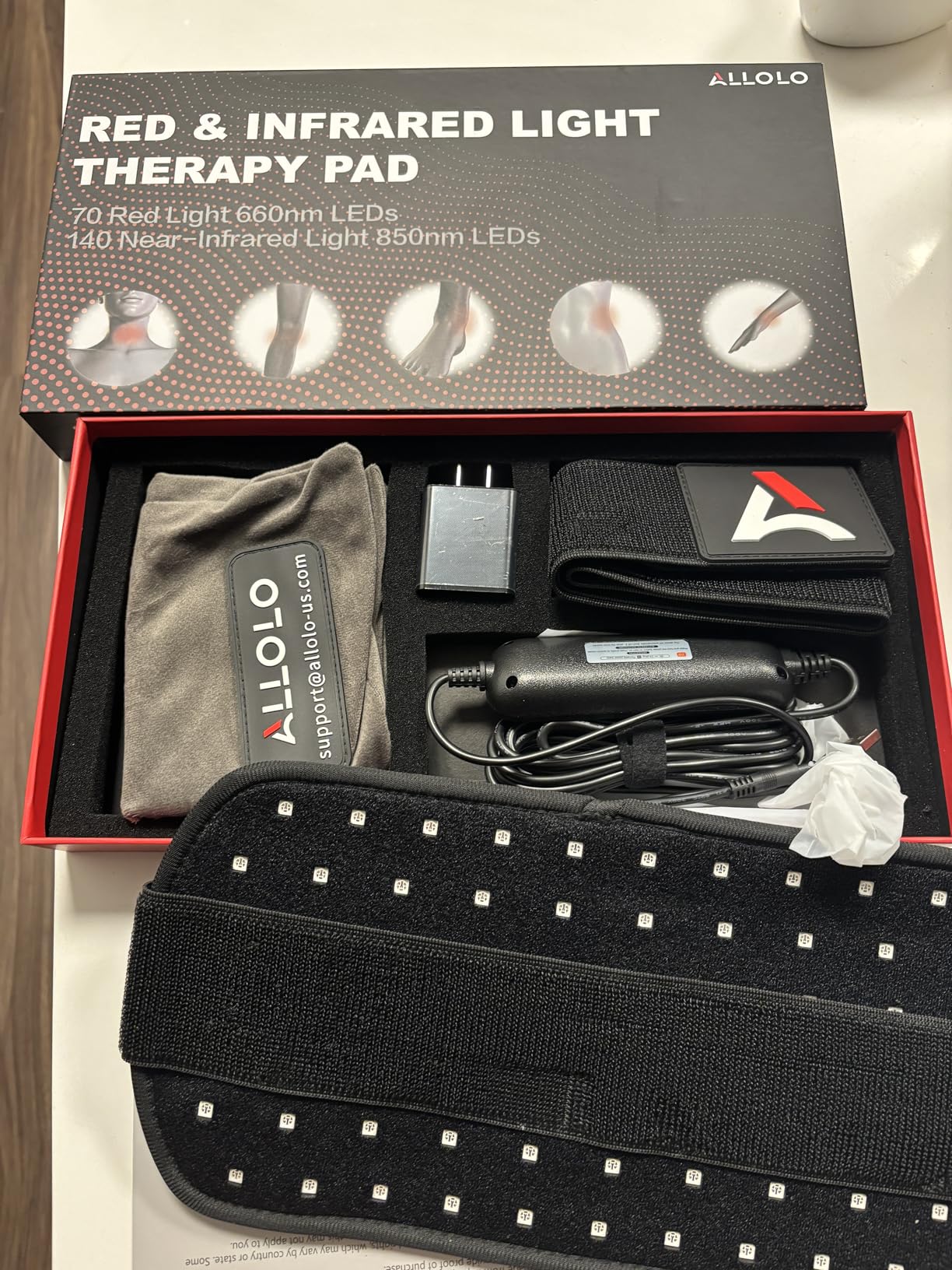 ALLOLO Red Light Therapy for Body, 3 in 1 LEDs Red Light Therapy Belt with Timer Remote Control, 660nm 850nm Infrared Light Therapy Pad customer photo 1