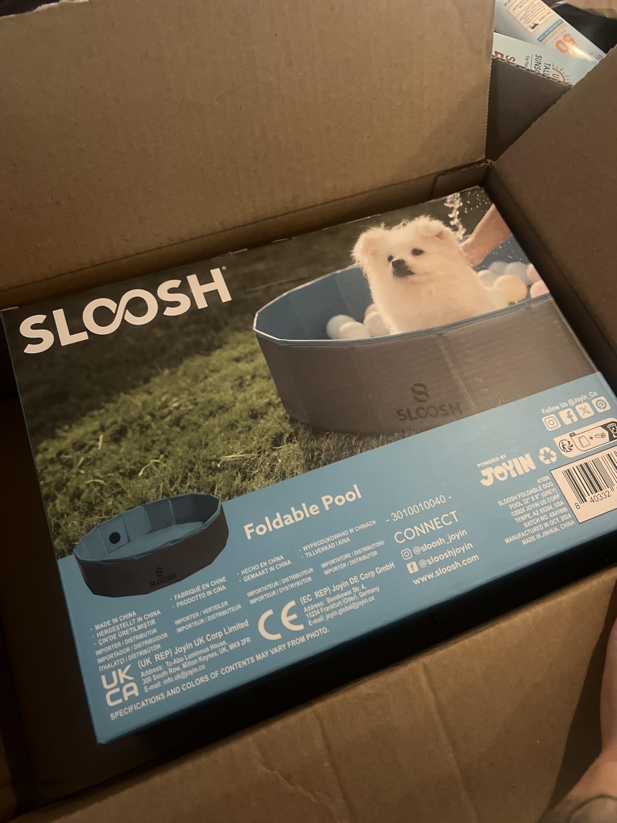 SLOOSH Foldable Dog Kiddie Pool - Portable Hard Plastic Doggie Swimming Pool, Anti-Slip Collapsible Pets Bath Tub Suitable for Kids Indoor Outdoor Backyard Use (Blue, 48