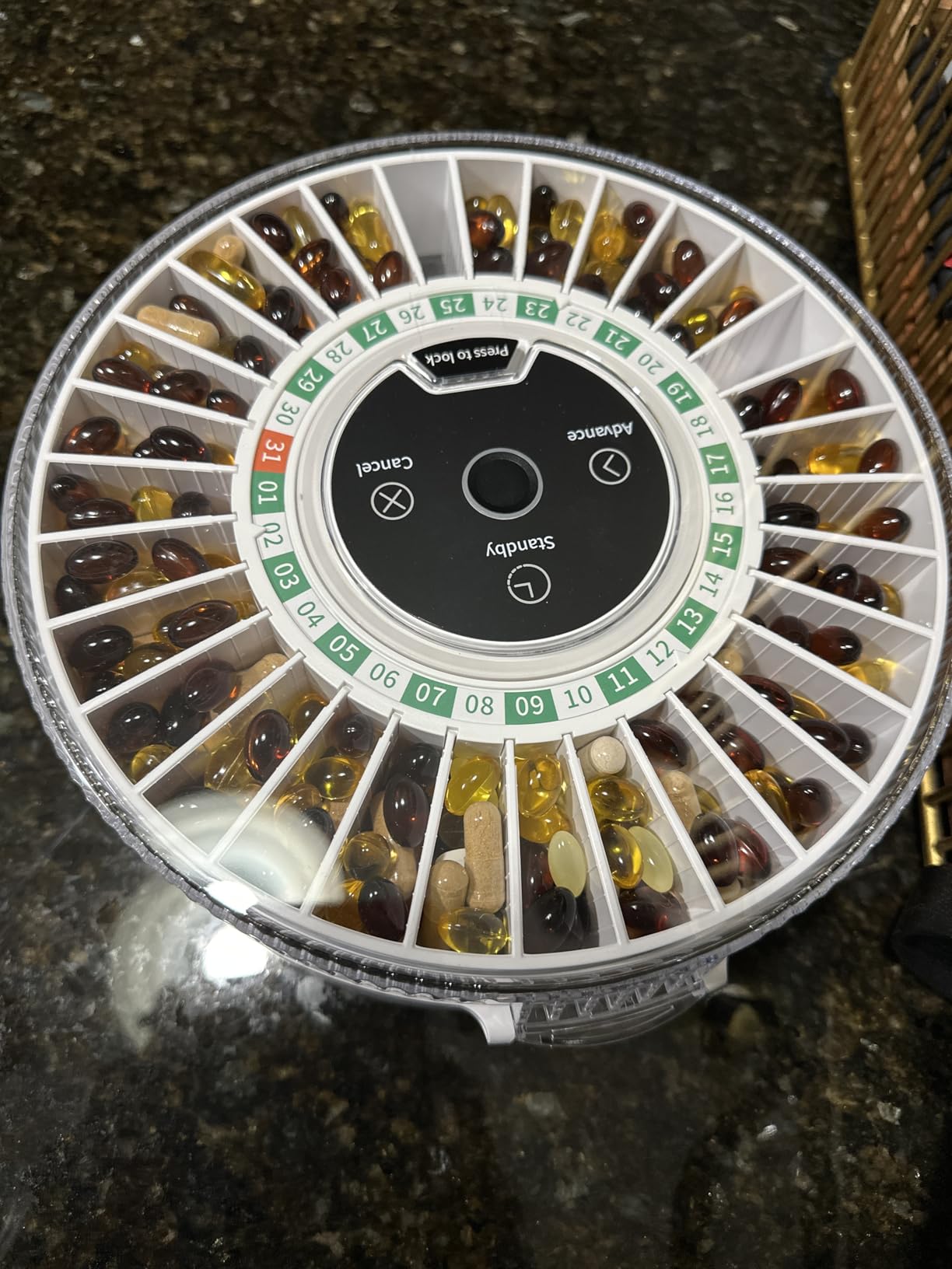 PillCalendar Bluetooth Automatic Pill Dispenser for Elderly with Alarm, Smart Pill Dispenser with 31-Slot, Fingerprint & Mechanical Dual Lock Medication Dispenser, Timed Dispenser Machine (Green) customer photo 1