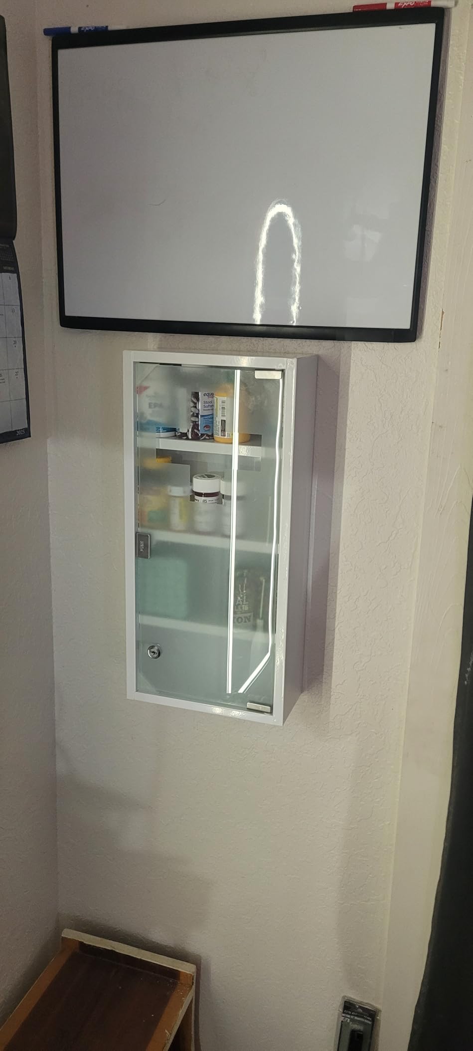 Locking Stainless Steel Medicine Cabinet, 2 Tier Wall Mounted Storage Cabinet, Durable Stainless Steel, Surface or Flush Mount, Ideal for Home, Office or First Aid, 11.8 in. x 4.7 in. x 11.8 in customer photo 1