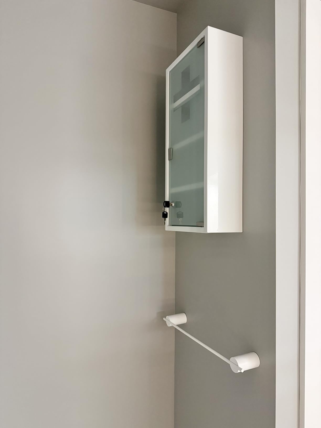 Locking Stainless Steel Medicine Cabinet, 2 Tier Wall Mounted Storage Cabinet, Durable Stainless Steel, Surface or Flush Mount, Ideal for Home, Office or First Aid, 11.8 in. x 4.7 in. x 11.8 in customer photo 2