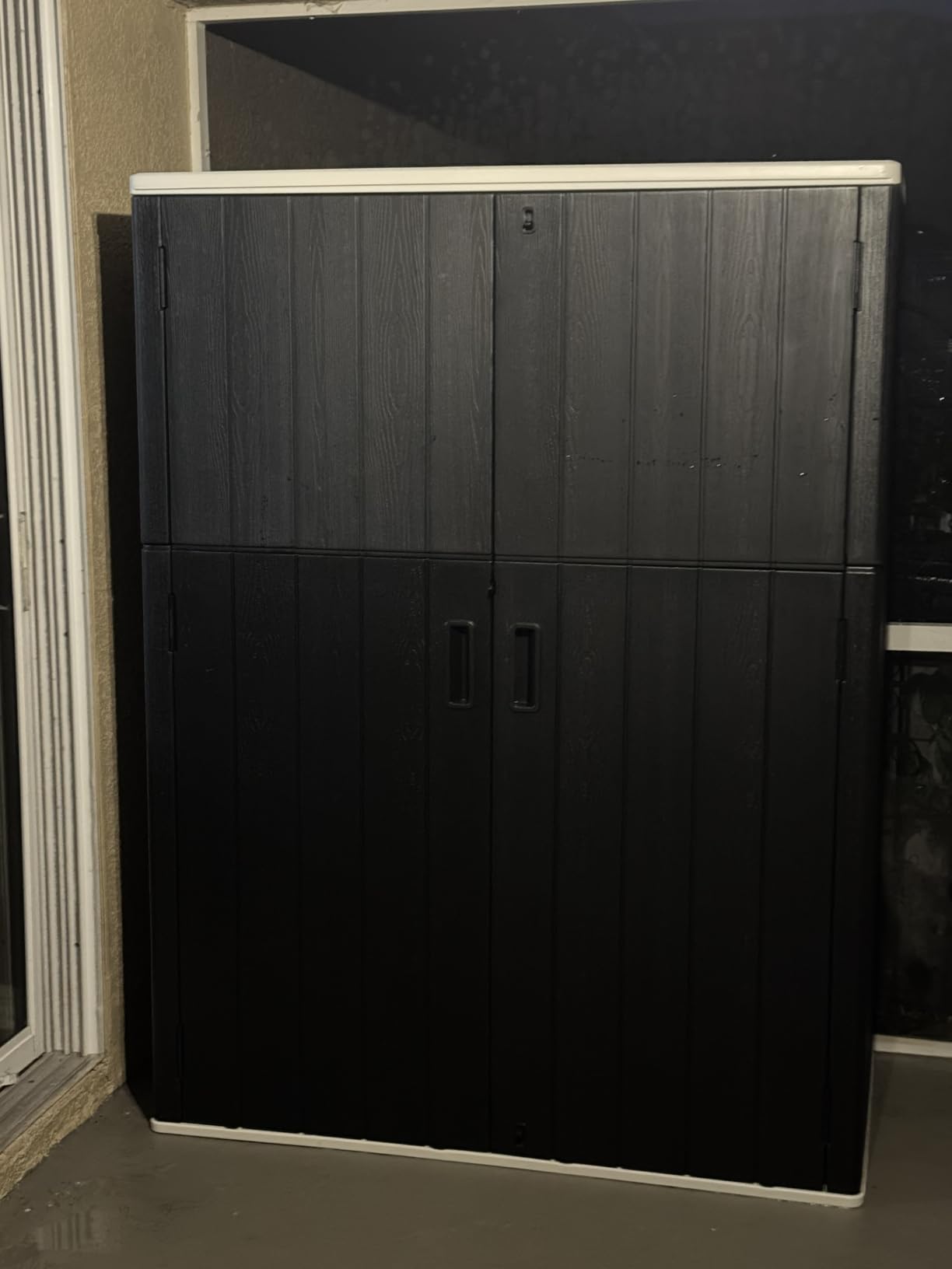 KINYING Outdoor Vertical Storage Shed, 57 Cu.ft Outdoor Storage Cabinet Waterproof, Resin Sheds & Outdoor Storage Clearance for Garden, Patio, Backyard, Lockable (Brown) customer photo 2