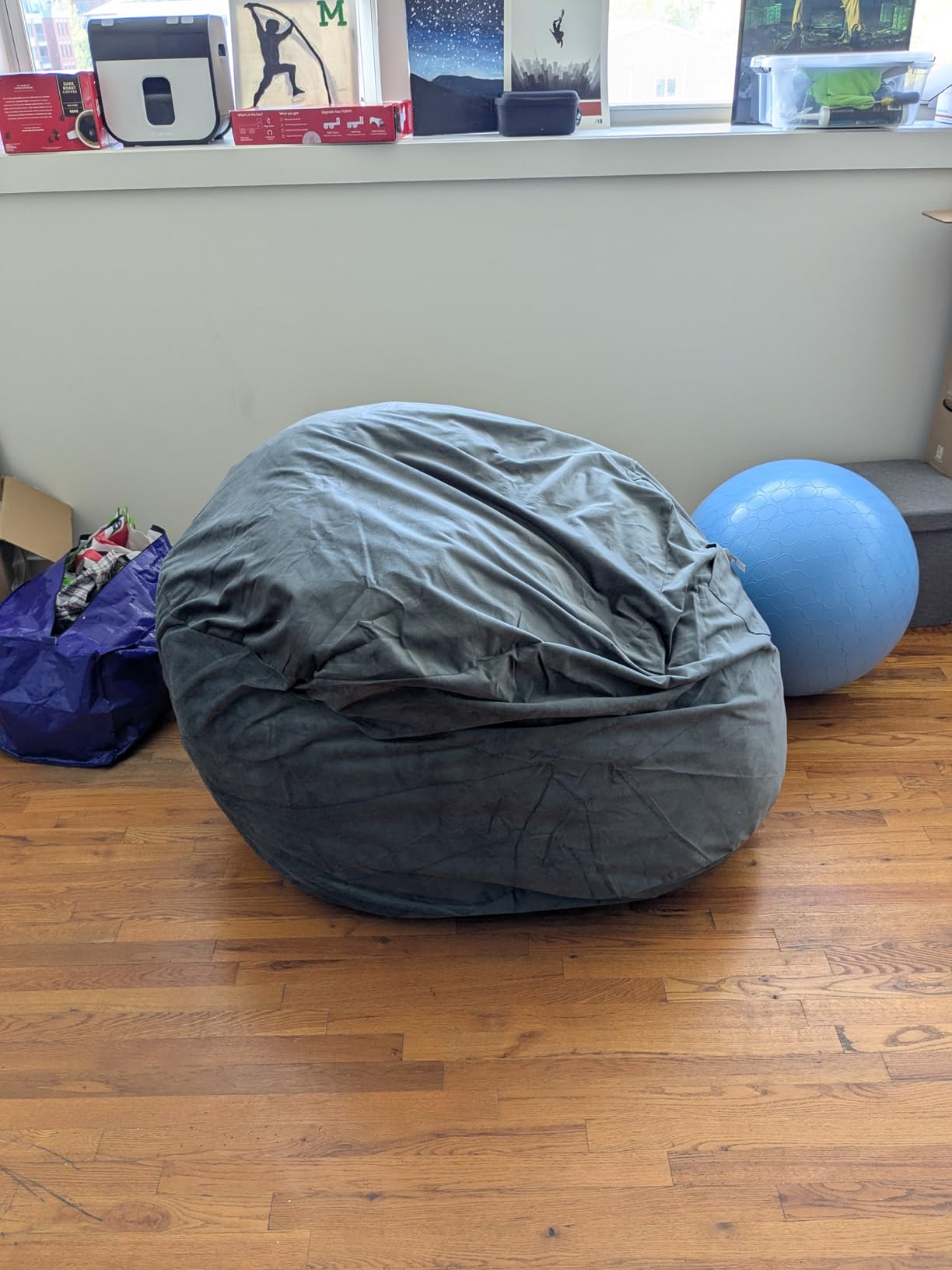 Bean Bag Chairs for Adults - Giant Bean Bag Chair Convertible Bean Bag Bed - Beanbag Chair with Micro Fiber Cover/Furniture Foam Filler - Floor Couch Sofa in Bedroom Dorm Room - Full Charcoal customer photo 1