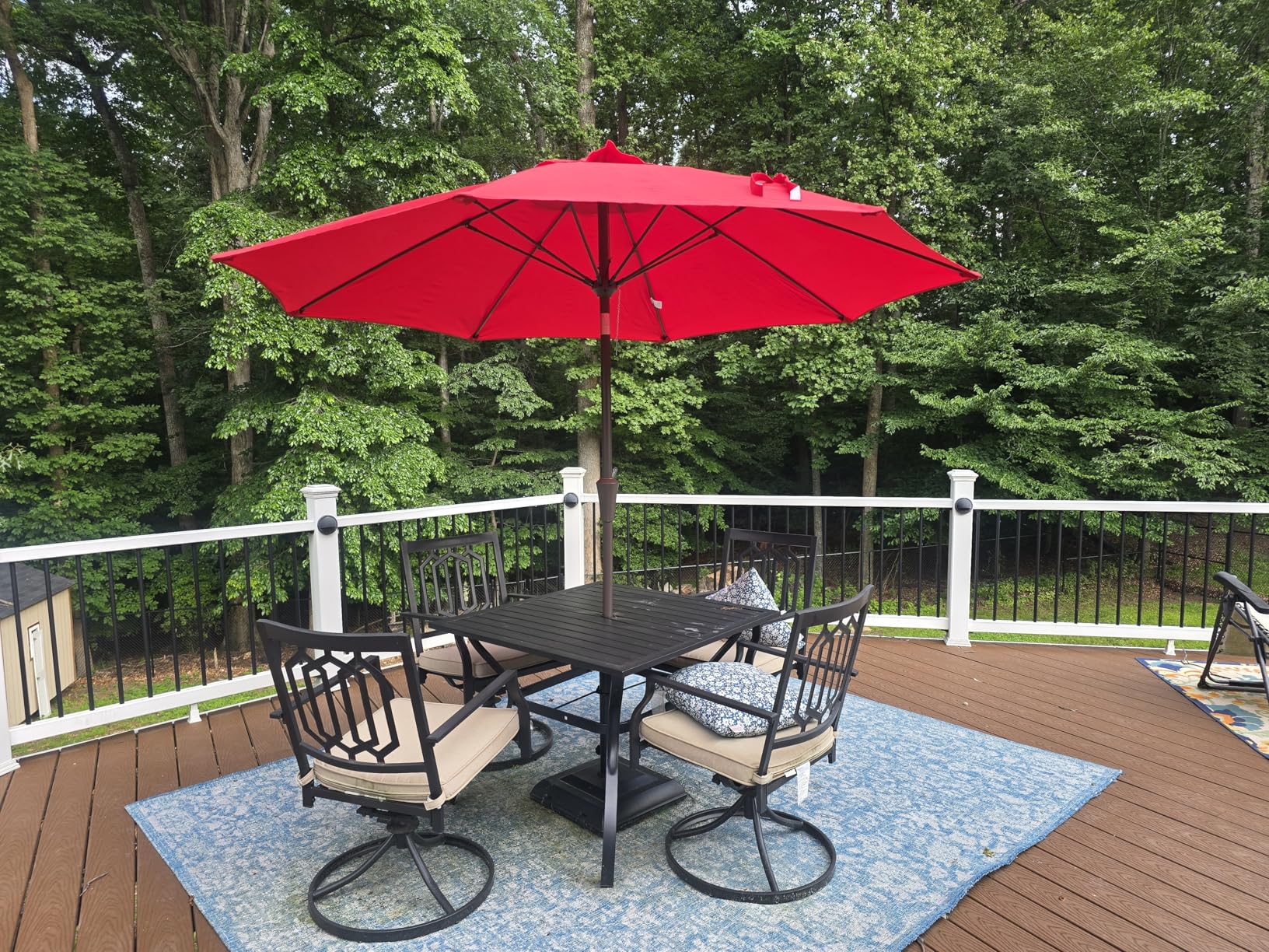 Ayge 9FT Large Outdoor Patio Umbrella Market Table Umbrella-UV Resistant, Easy Push Button Tilt and Crank, 8 Sturdy Fiberglass Ribs Heavy-Duty Pool Umbrella for Deck, Backyard, Garden, Beige customer photo 1