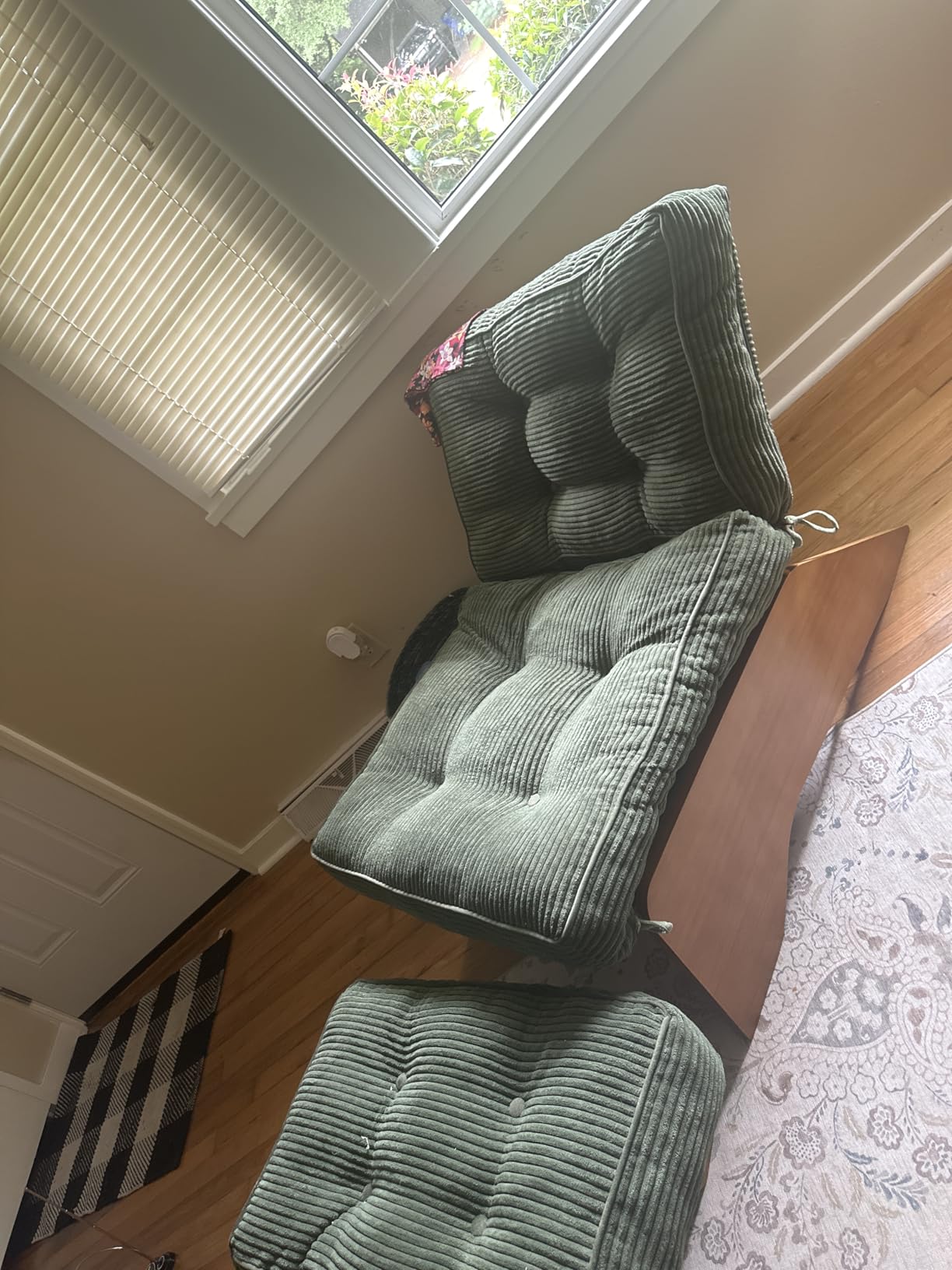 MAXYOYO Accent Chair with Ottoman Adjustable Backrest, Tufted Living Room Chair Upholstered Lounge Chair with Footrest Set, Modern Chair Cozy Reclining Chair for Reading Room, Dark Grey customer photo 1