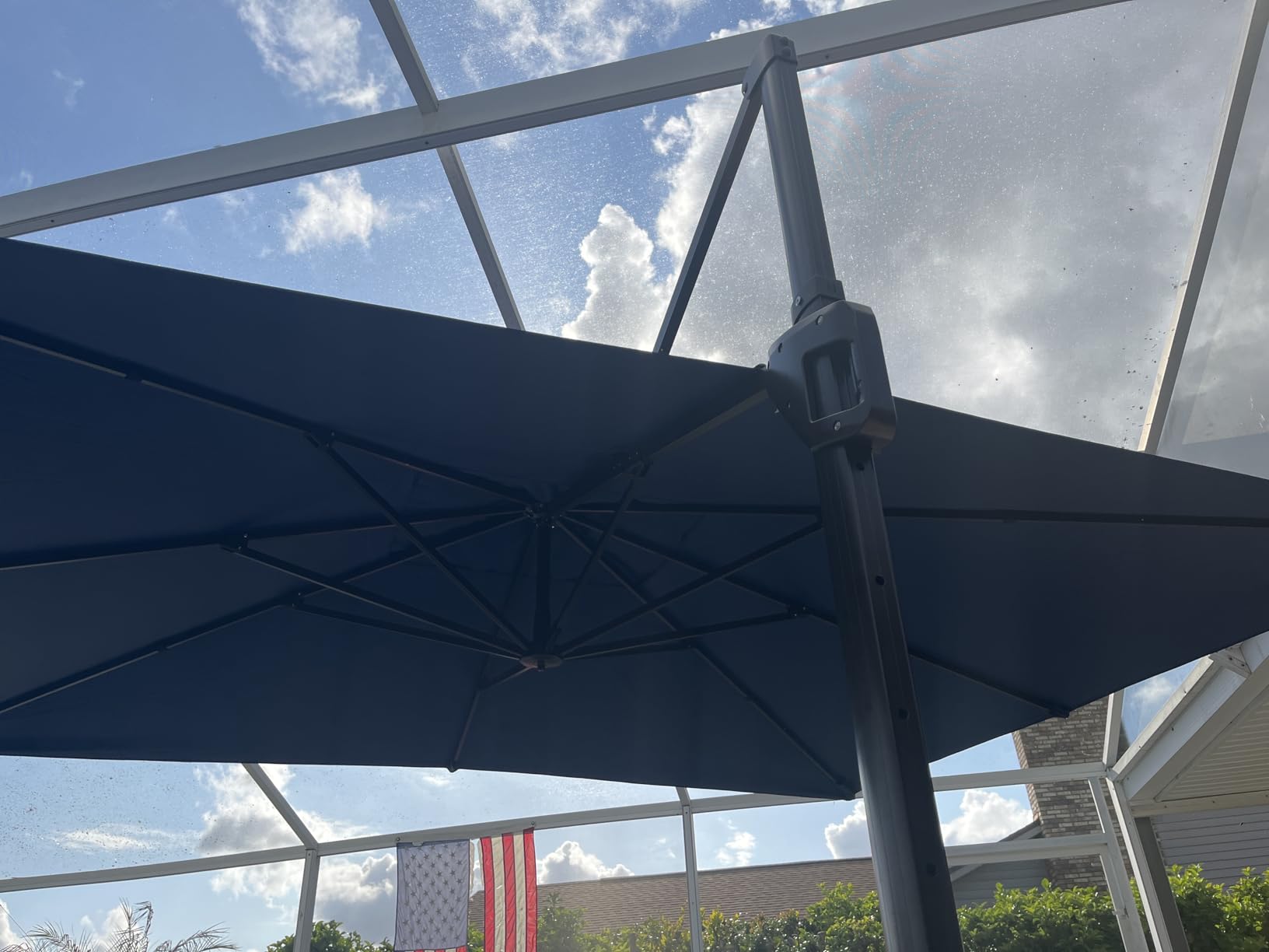 9' X 12' Cantilever Patio Umbrella with Base Included Rectangular Outdoor Large Offset Umbrellas with 7 Tilts Adjustable 360°Rotation for Deck Pool Garden Backyard, Beige customer photo 2
