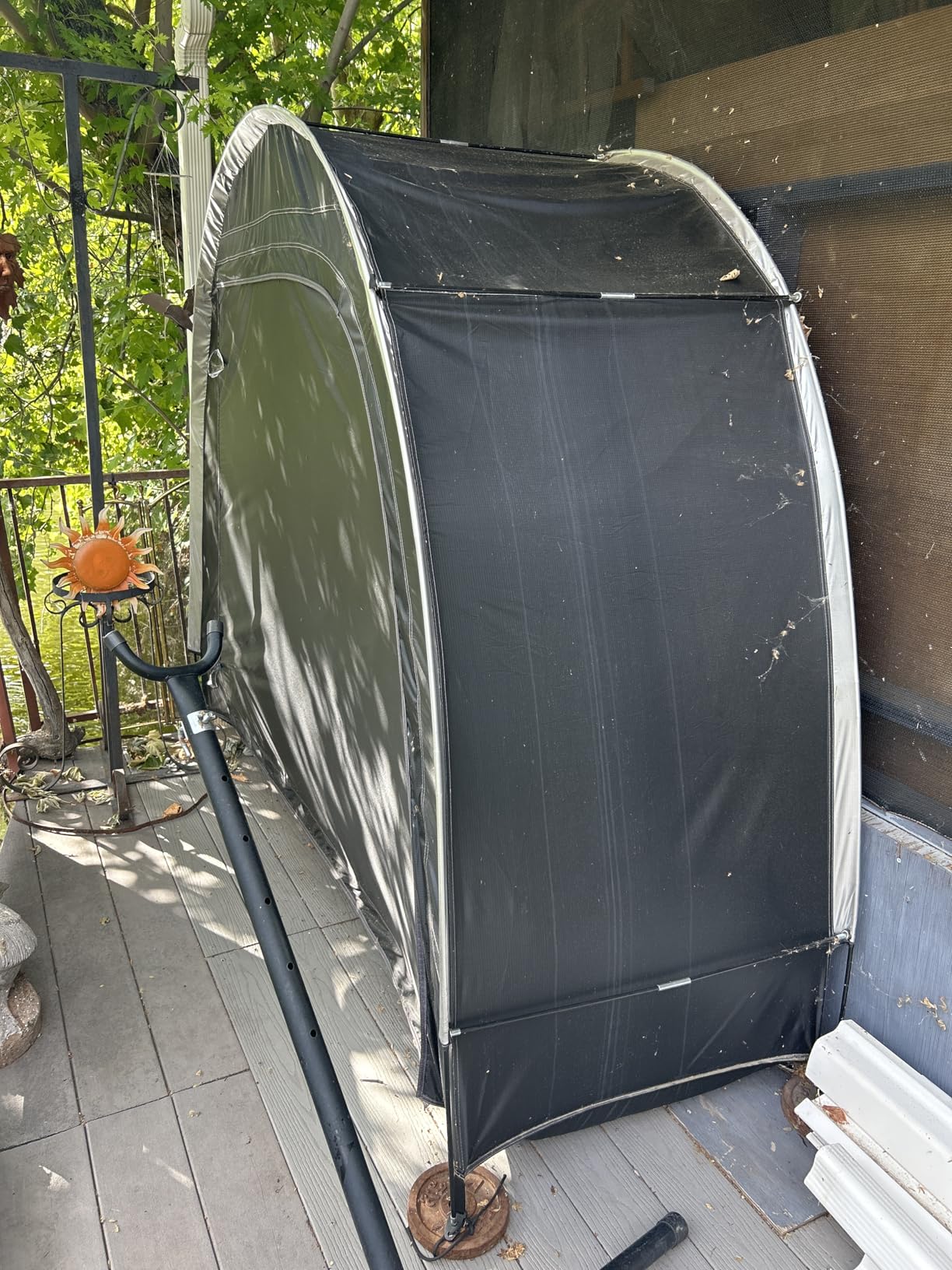 Bike Storage Tent for Outdoor, 2 Bike Capacity with Extra Top Space, PU5000 Waterproof 210D Oxford Fabric with Taped Seams, Portable Floor Storage Shed for Bicycle, Motorcycle & Garden Tools customer photo 1