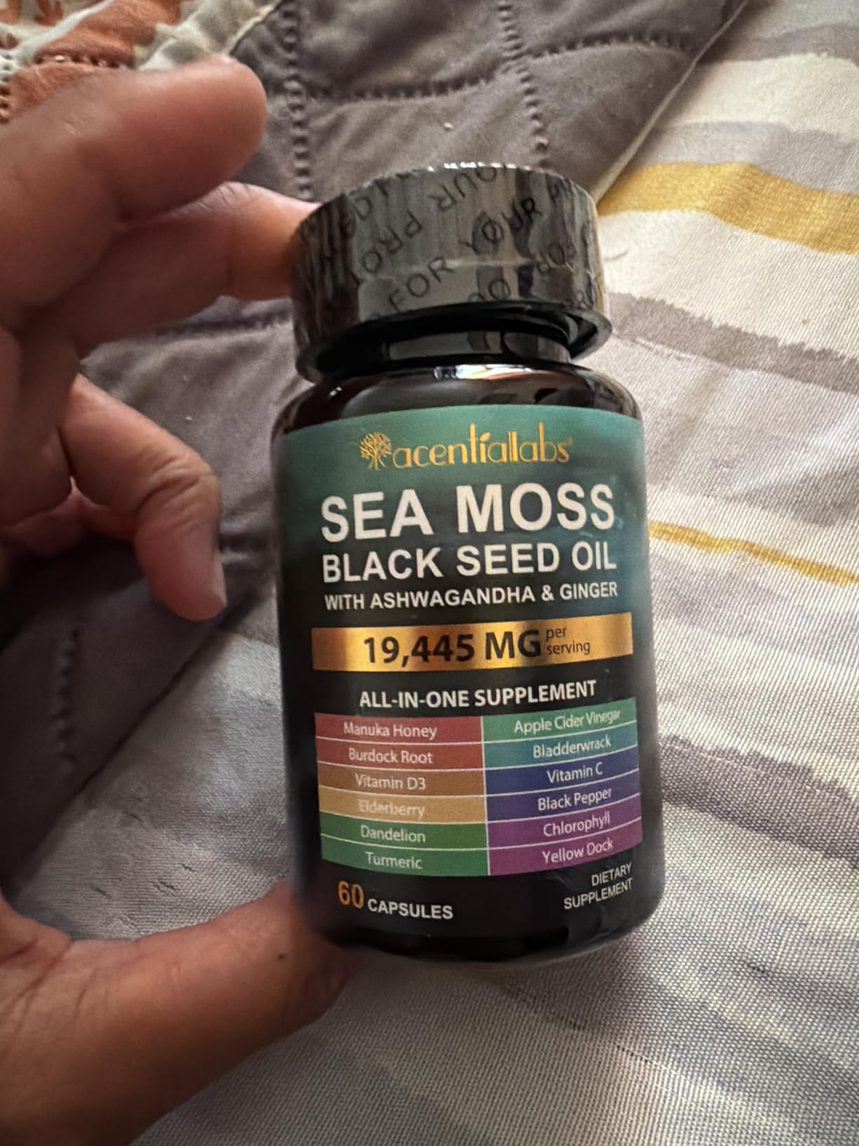 Sea Moss Black Seed Oil Ashwagandha Ginger, Sea Moss Capsule Supplement with Turmeric Burdock Root Bladderwrack Vitamin C Vitamin D3 Enhanced Immunity & Energy Black Seed Oil Capsule 60 Count customer photo 1