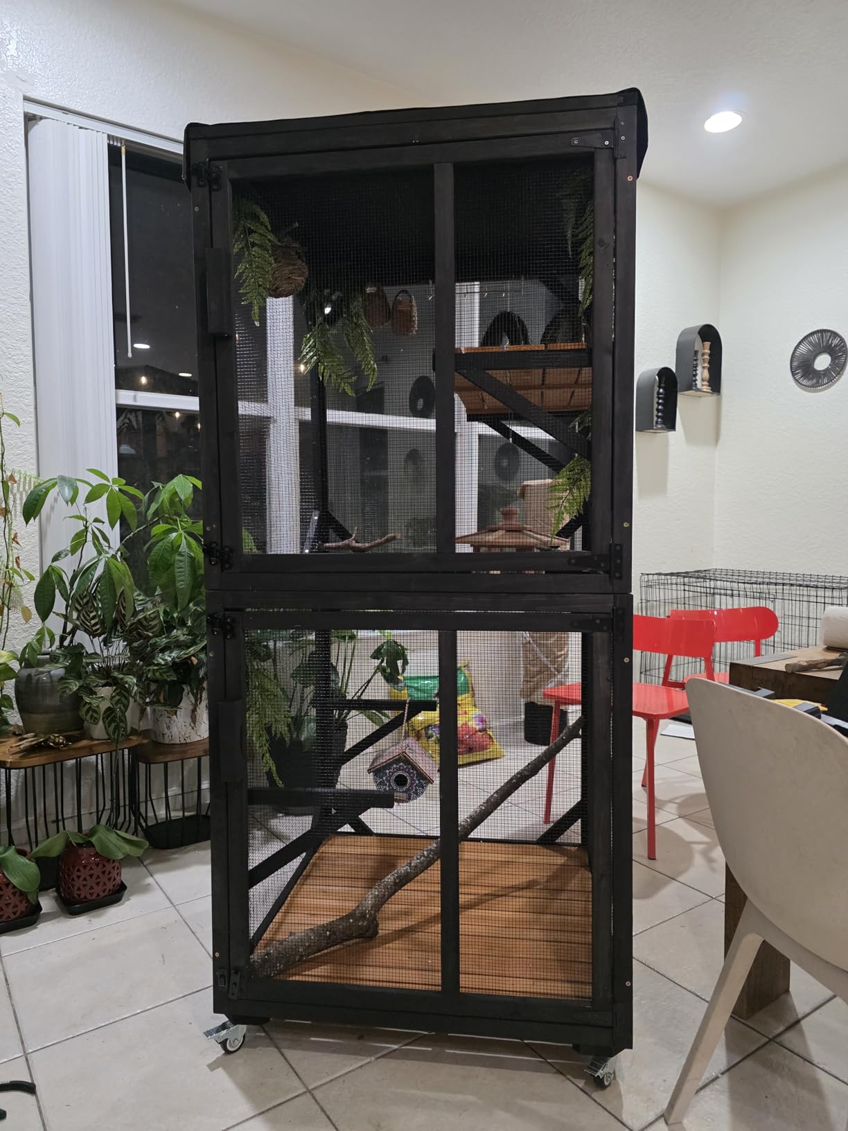 GUTINNEEN Cat House Catio Outdoor Cat Enclosure on Wheels Kitty Shelter with Waterproof Cover, Large Cat Cage with Resting Room, Platforms 62.5