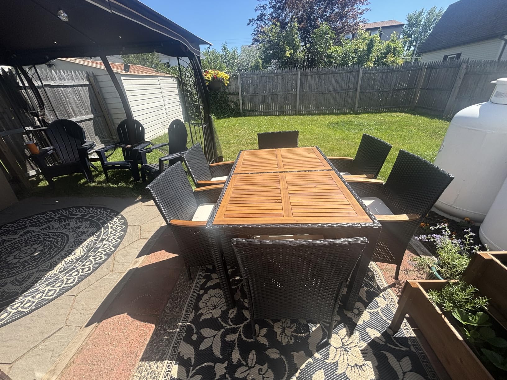 Yaheetech 7 Piece Patio Furniture Set, Outdoor Dining Acacia Wood Table Top Rattan Conversation Set with Soft Cushions, 6 Chairs & 1 Table for Backyard, Deck, Garden & Yard customer photo 2