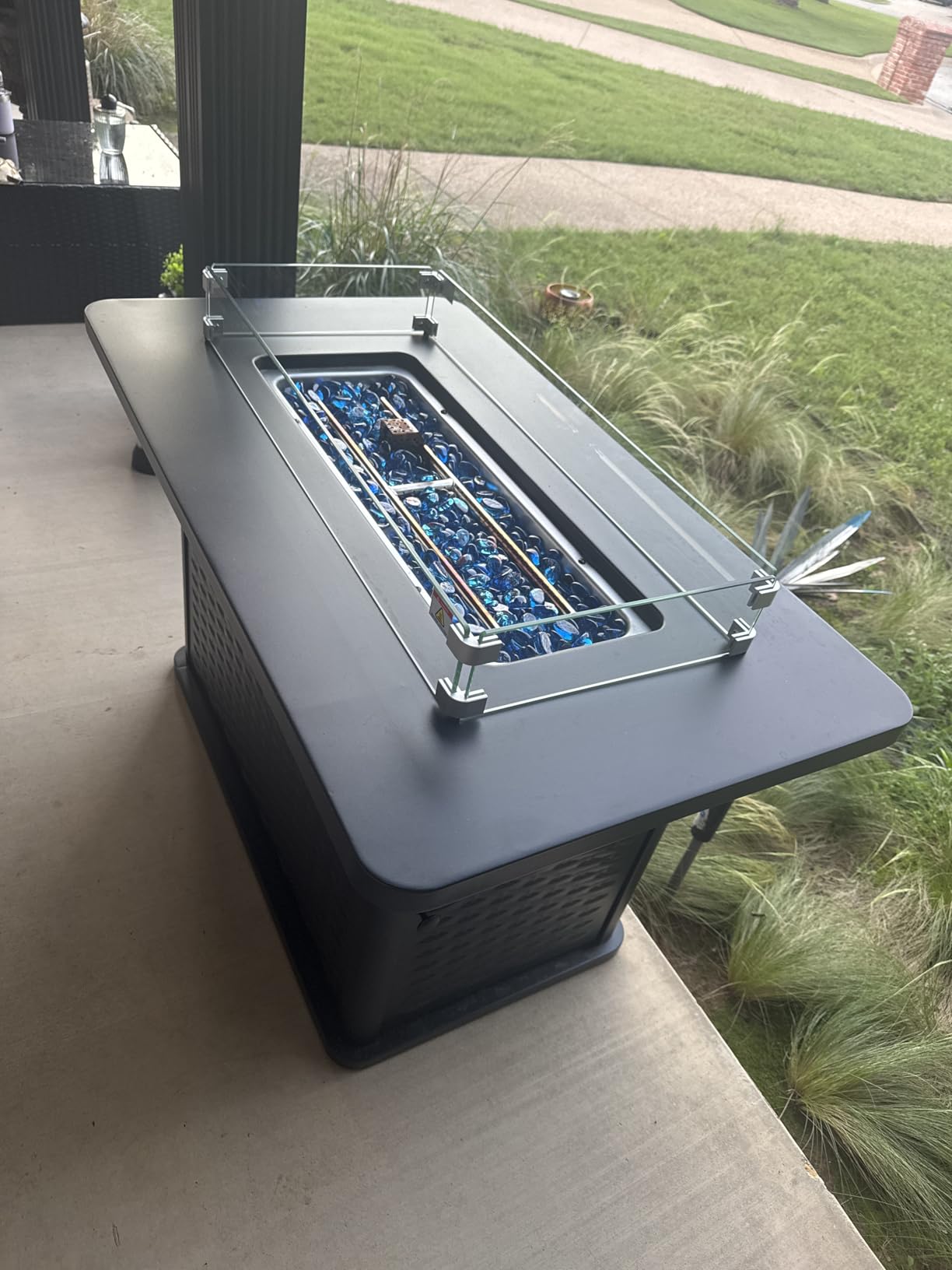 Ciays 43-Inch Rectangular Propane Fire Pit with 60,000 BTU Output, Fire Pit Table Premium Gas for Outside Patio with 304 Stainless Steel H-Burner, Glass Stones, and Wind Guard customer photo 1