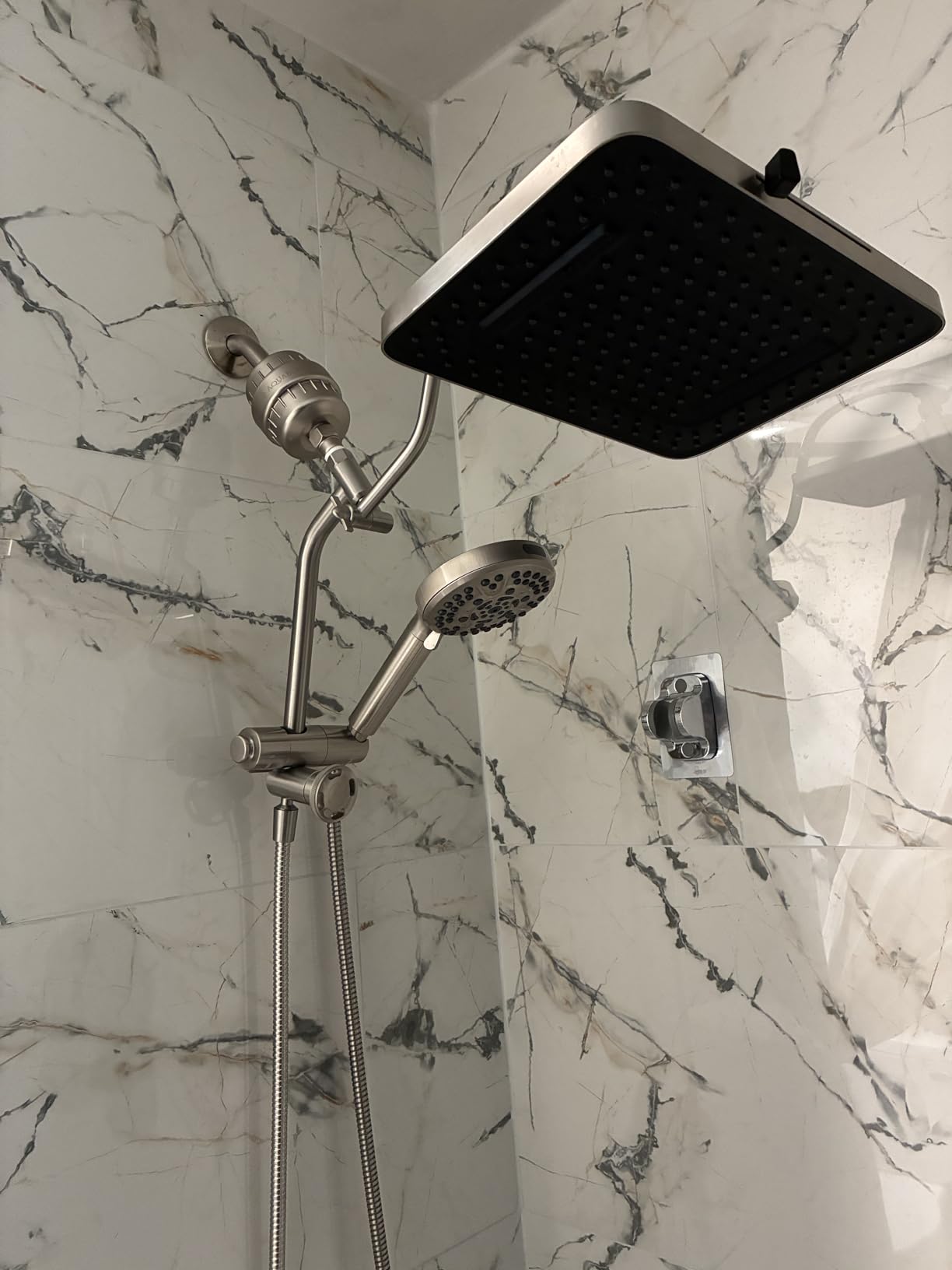 Hibbent cUPC Certified 13'' Shower Head Combo, High Pressure 5 Spray Rainfall Showerhead, 10 Spray Mode Handheld, All Metal Easy Reach 4-way Diverter Arm with Pause Mode, 71'' Hose and Holder, Black customer photo 2
