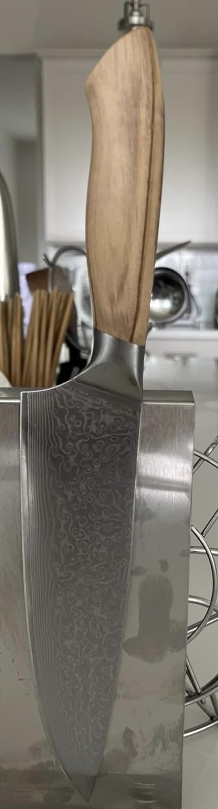 Damascus Chef Knife in Japanese Steel, 67-Layers Damascus Kitchen Knife with Wooden Gift Box and Original Olive Wood Handle, Cooking Knives for Home Kitchen Gift Idea customer photo 1