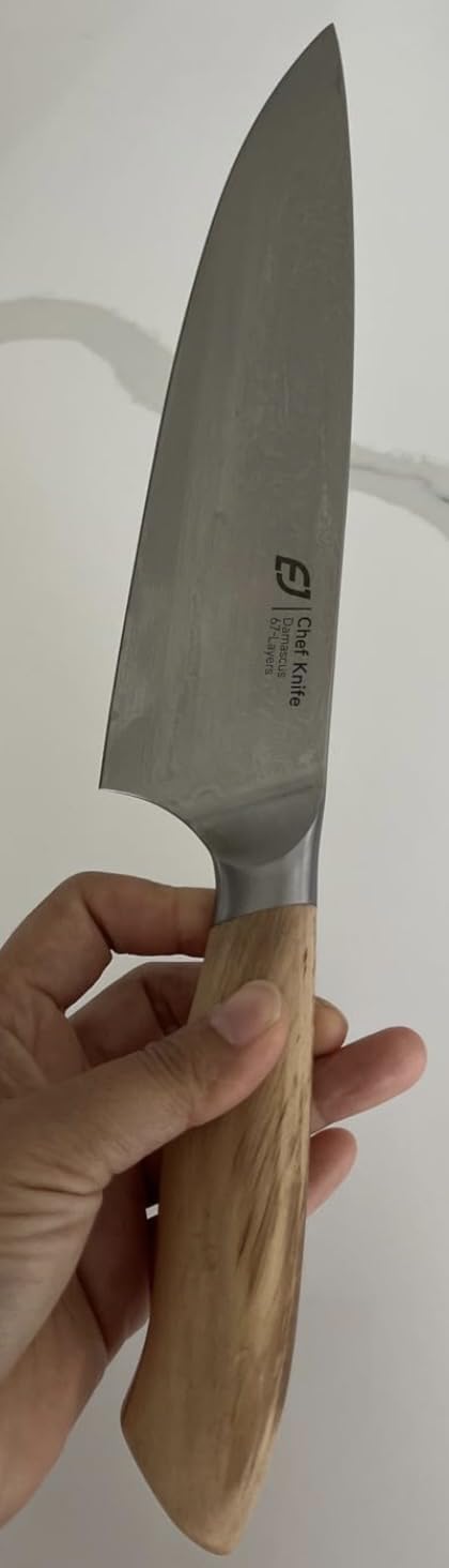 Damascus Chef Knife in Japanese Steel, 67-Layers Damascus Kitchen Knife with Wooden Gift Box and Original Olive Wood Handle, Cooking Knives for Home Kitchen Gift Idea customer photo 2