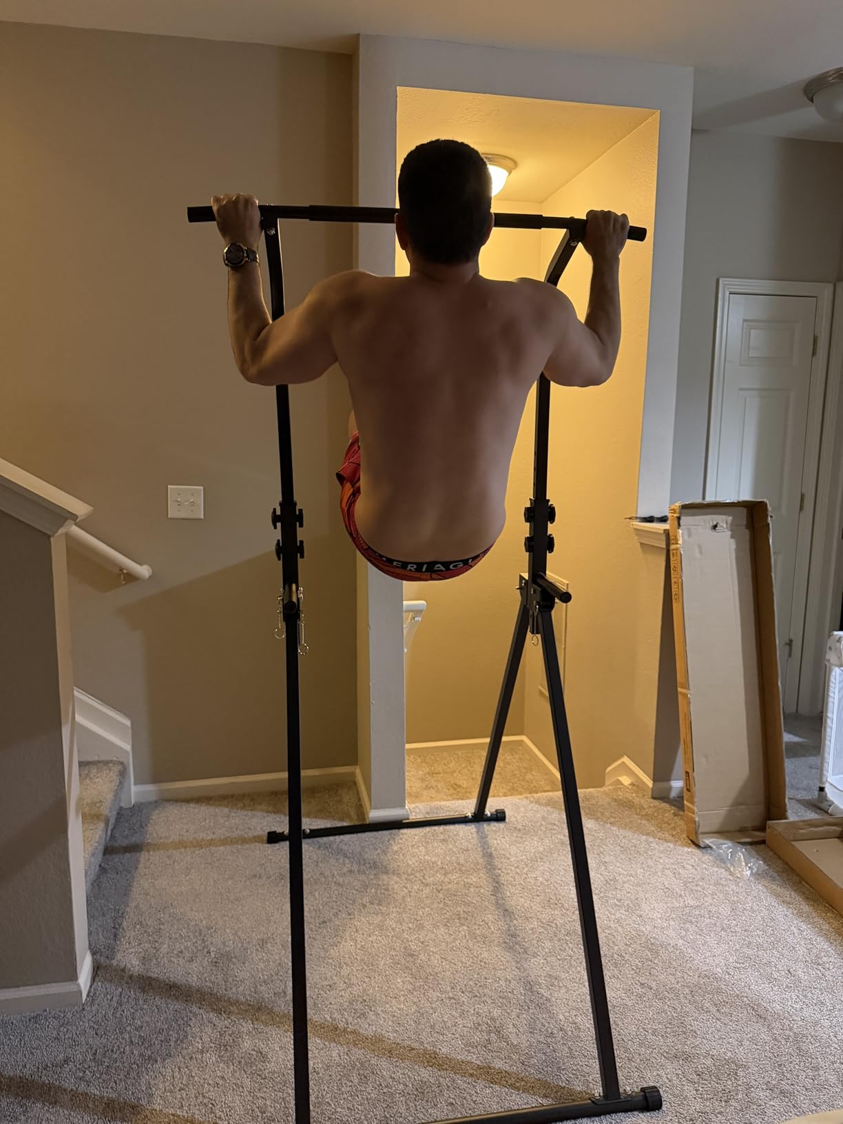 YYJO Foldable Pull Up Bar Free Standing Multi-function Power Tower Dip Bar with Assistance Bands Home Gym Strength Training Equipment customer photo 1