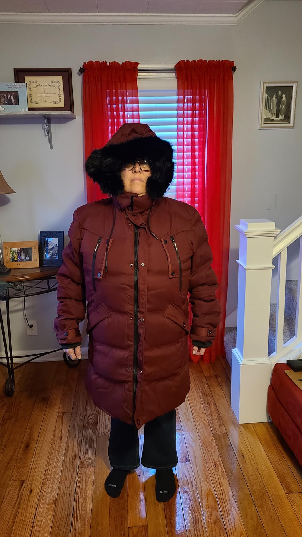 Men's Warm Parka Ski Jacket Water Resistant Puffer Jacket Long Winter Coat with Removable Faux Fur Hood customer photo 1