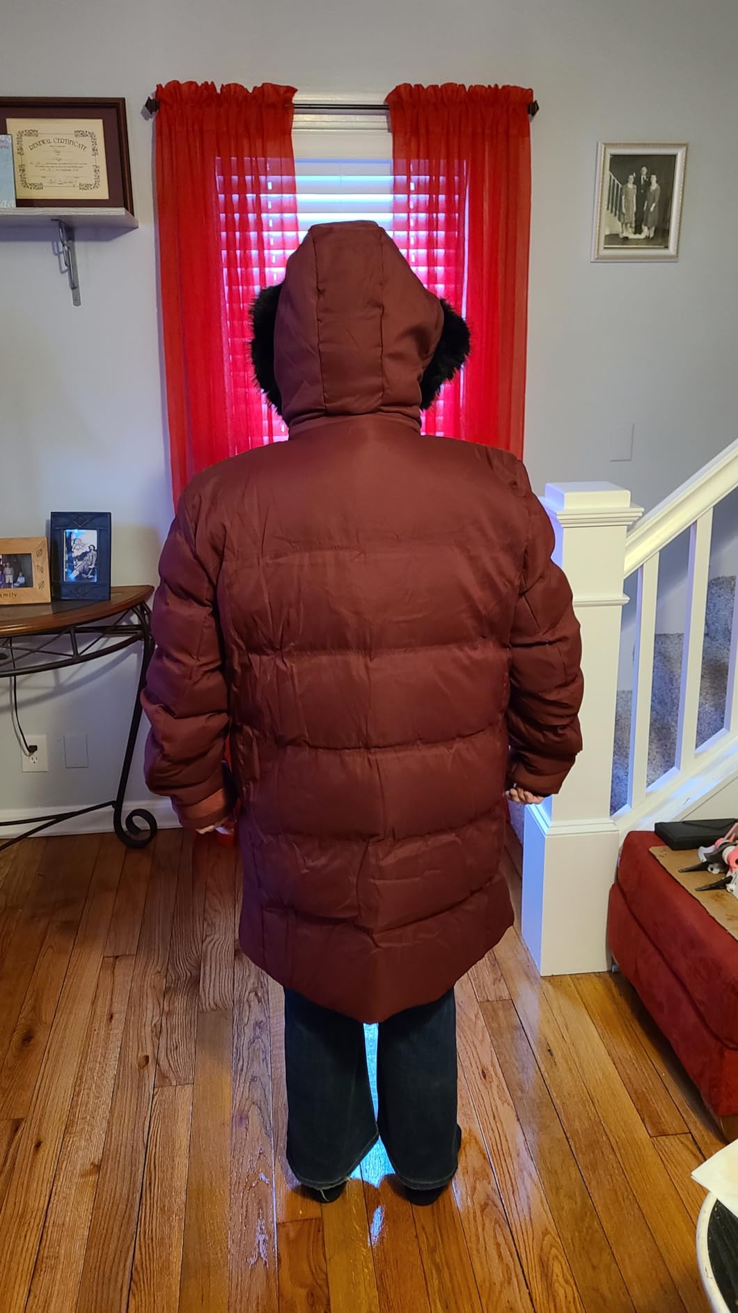 Men's Warm Parka Ski Jacket Water Resistant Puffer Jacket Long Winter Coat with Removable Faux Fur Hood customer photo 2