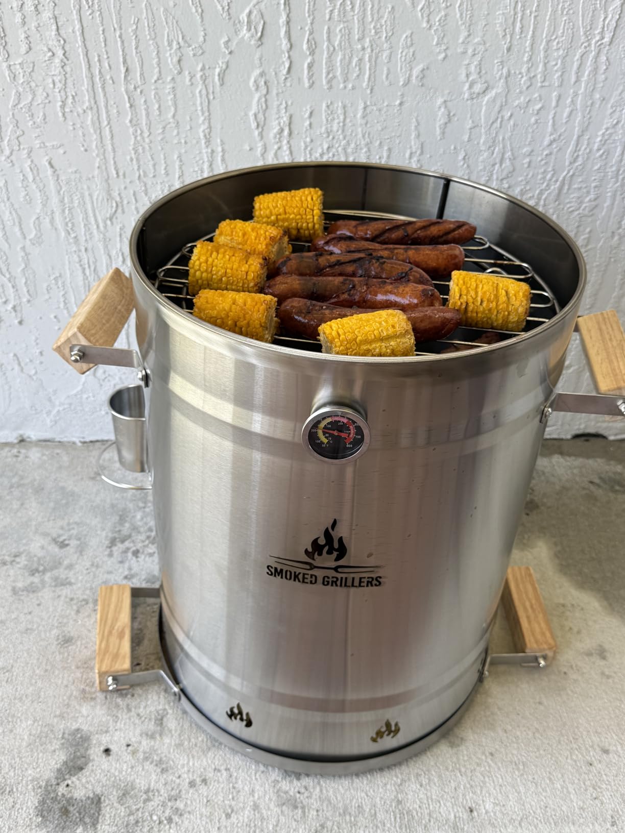Barrel Smoker Grill Combo | 100% 304 Stainless Steel Barrel | 95% Less Smoke, Even Heat | Easy to Use & Clean - Vertical Smoker Ideal for Balconies and Backyards (MEDIUM-25 LBS) customer photo 1