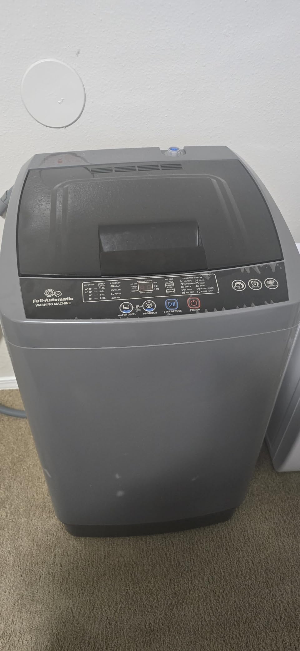 20 lbs Portable Washing Machine, 2.8 Cu.ft Full Automatic Top Load Washer with 4 Programs, 4 Water Levels, 3 Temps, Drain Pump & LED Display, for Apartment, Dorm, RV customer photo 2