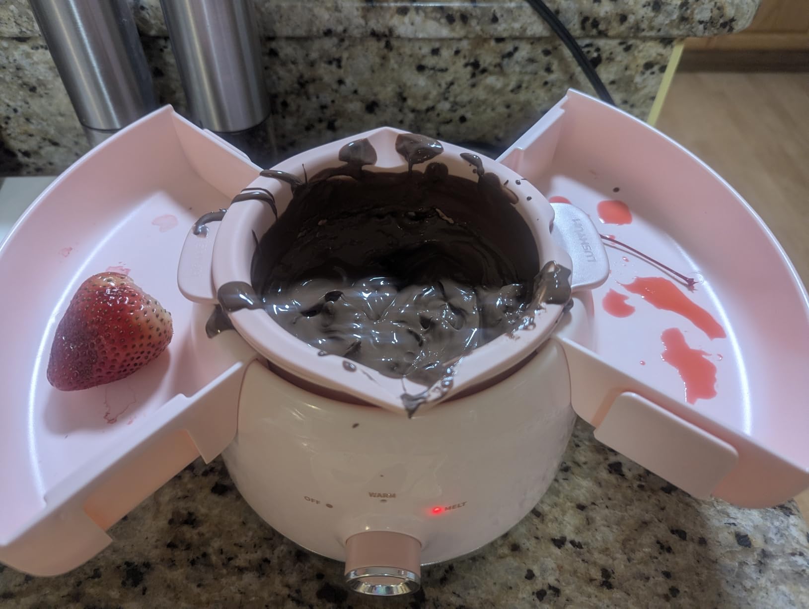 LUSHYUM Chocolate Fondue Pot Set Electric Melting Machine, 4-Cup Capacity 4 Trays 5 Forks 1 Spatula Cheese Warmer, Ideal Gift for Couple Family & Date Night Idea House Warming Holidays Essentials customer photo 2