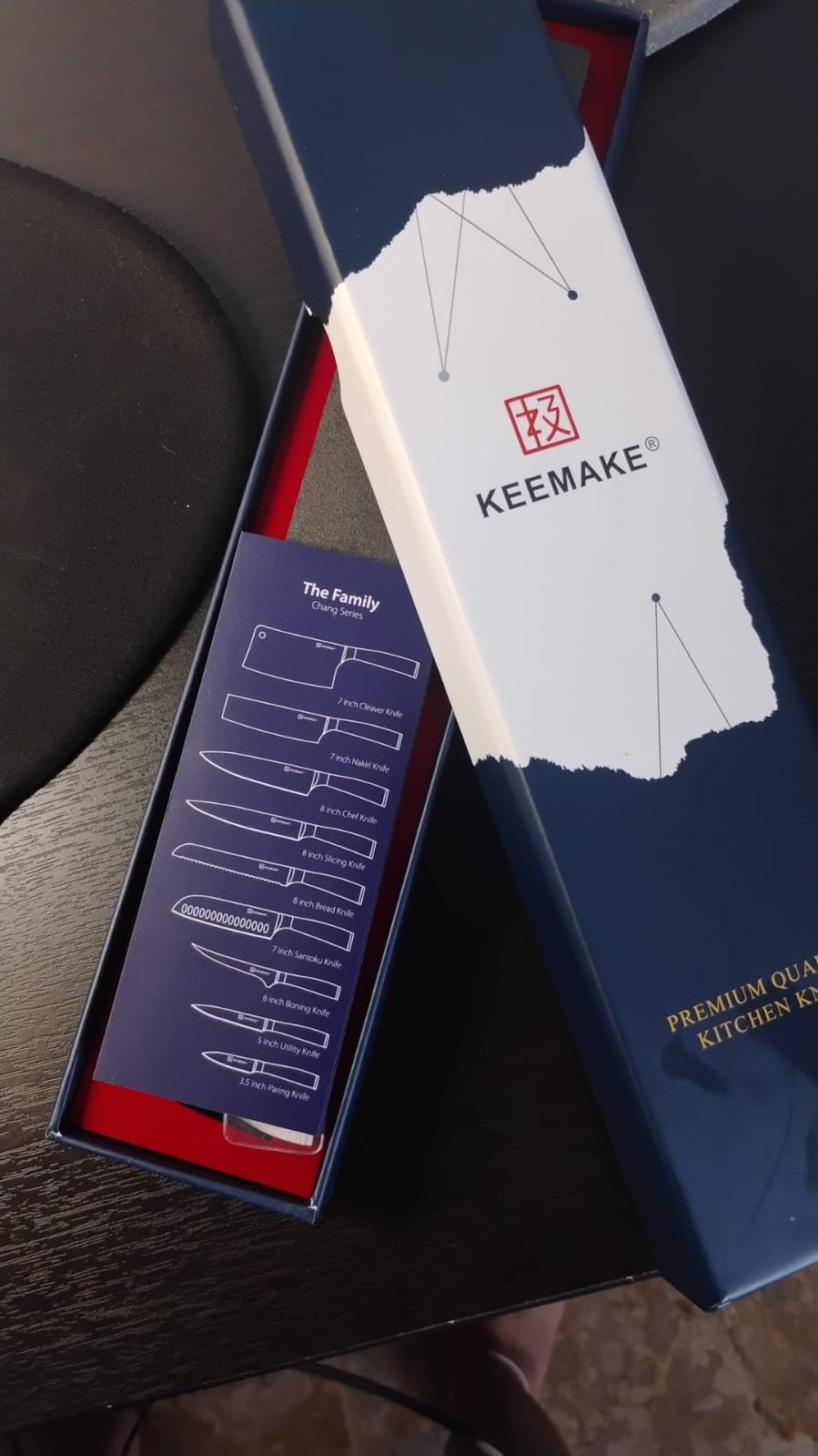 KEEMAKE Santoku Knife - 7 Inch High Carbon Japanese Chefs Knife with Ergonomic Pakkawood Handle and Sheath, Gifts for Mom or Dad, Kitchen Gadgets with Gift Box customer photo 1