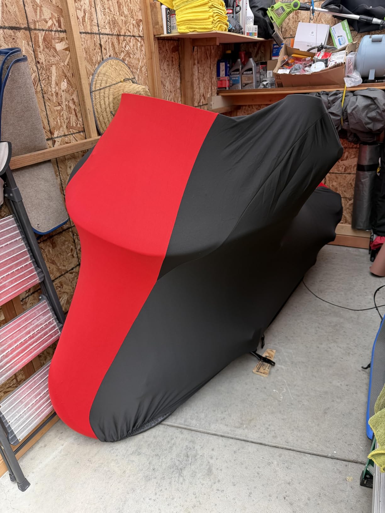 Indoor Motorcycle Cover XL, Soft Stretch Elastic Dustproof Garage Cover Fits Harley Davidson Road King Electra Glide Street Glide Softail Indian Scout, 96 x 41 x 49 in customer photo 1