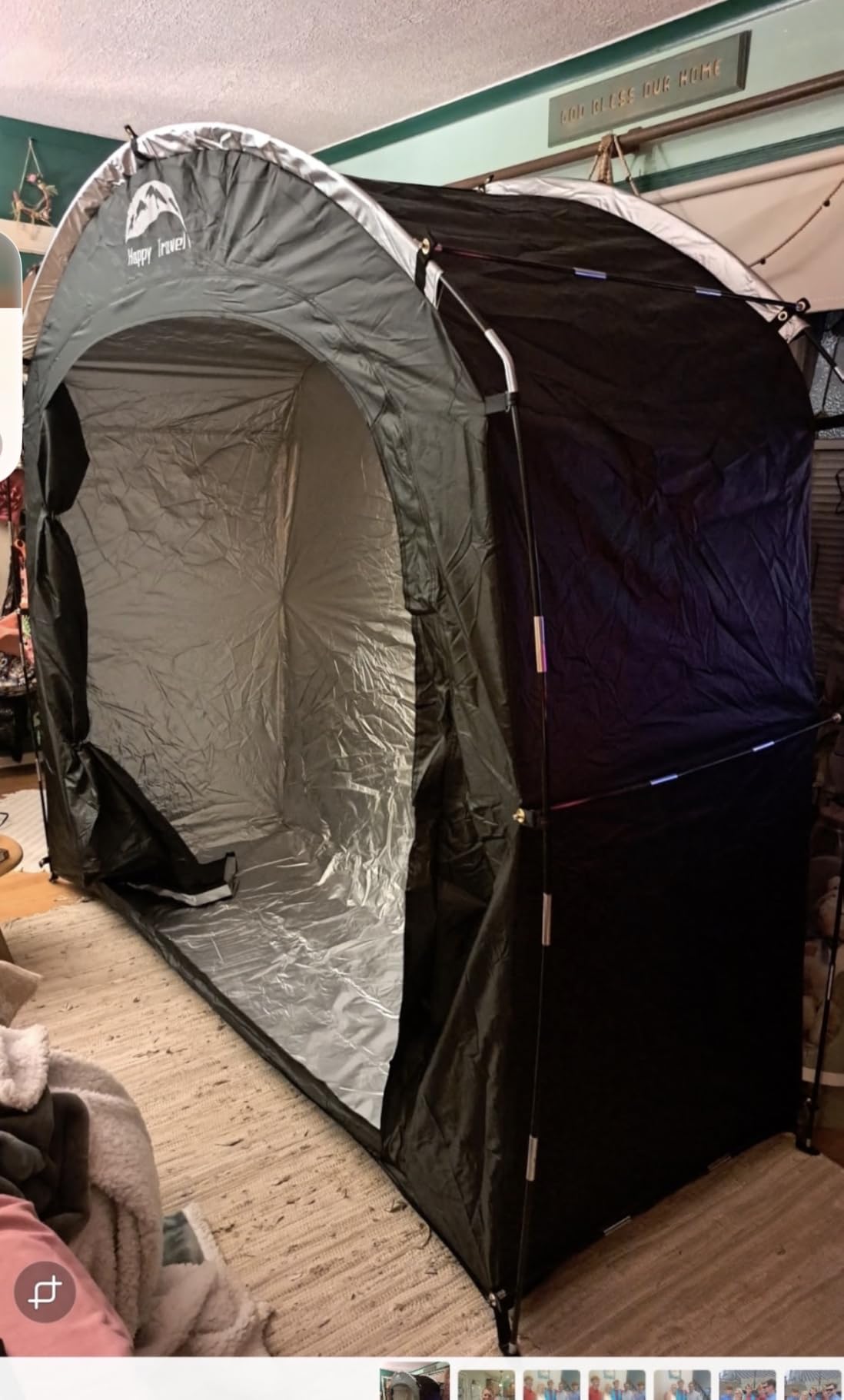 Happy Travel Bike Storage Shed Tent, Waterproof Portable Bicycle Cover with 30% More Top Storage Space for 2/3/4/5 Bikes, Clips Easy Setup Outdoor Sheds Shelter for Motorcycle, Garden Tools, Lawn Mower customer photo 1