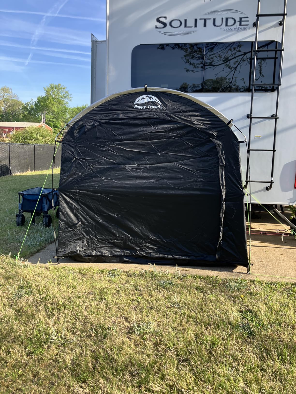 Happy Travel Bike Storage Shed Tent, Waterproof Portable Bicycle Cover with 30% More Top Storage Space for 2/3/4/5 Bikes, Clips Easy Setup Outdoor Sheds Shelter for Motorcycle, Garden Tools, Lawn Mower customer photo 2