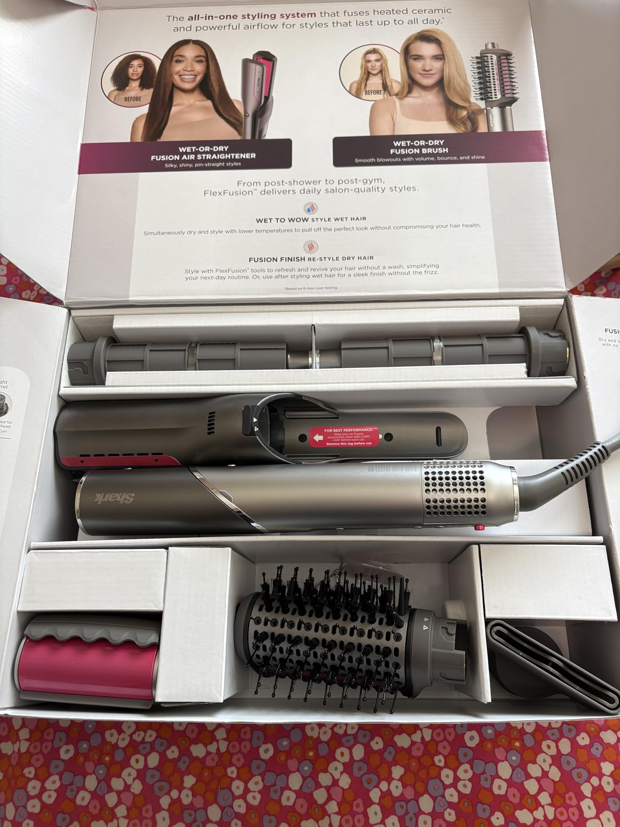 Shark FlexFusion Hair Straightener & Powerful Hair Dryer HD651S with Fusion Hair Brush, Air Styler, Frizz Fighter (Metallic Mist) customer photo 2