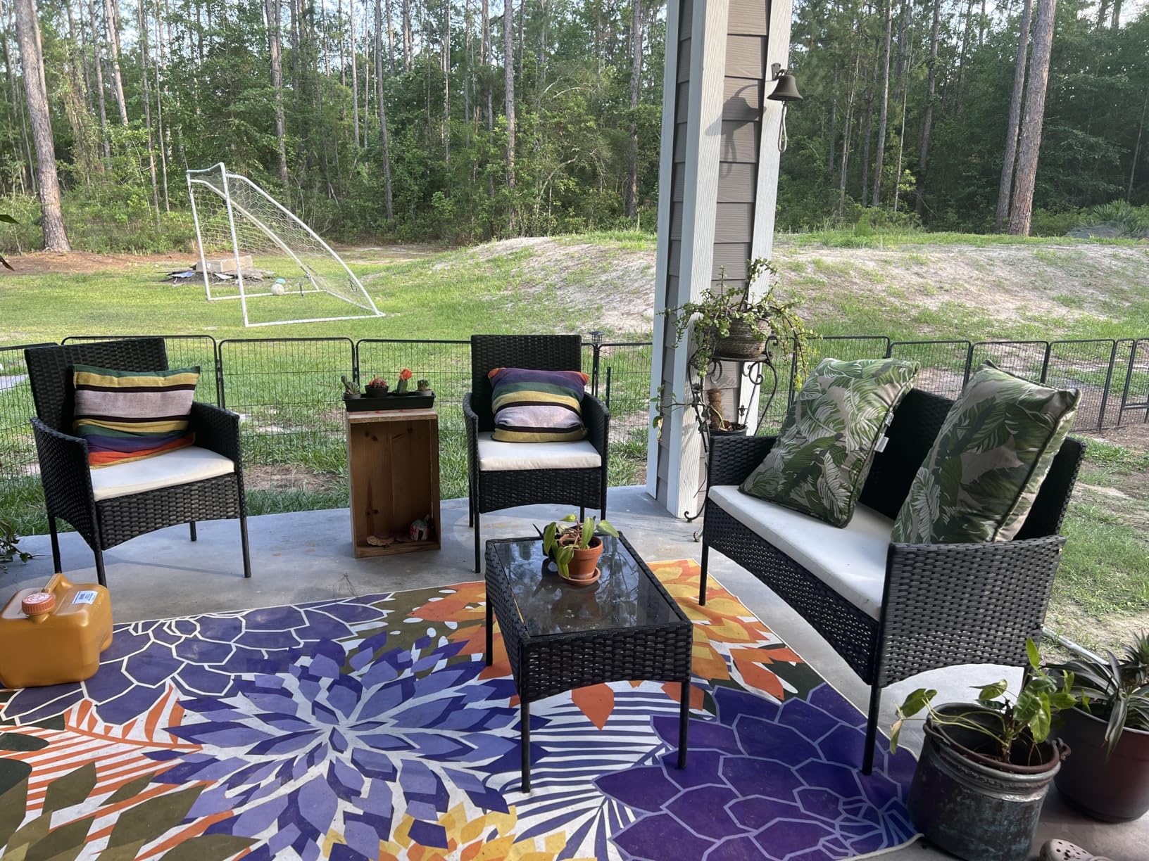 Shintenchi 4 Piece Outdoor Patio Furniture Sets, Small Wicker Patio Conversation Furniture Rattan Chair Set with Tempered Glass Coffee Table for Backyard Porch Garden Poolside Balcony, Black customer photo 2