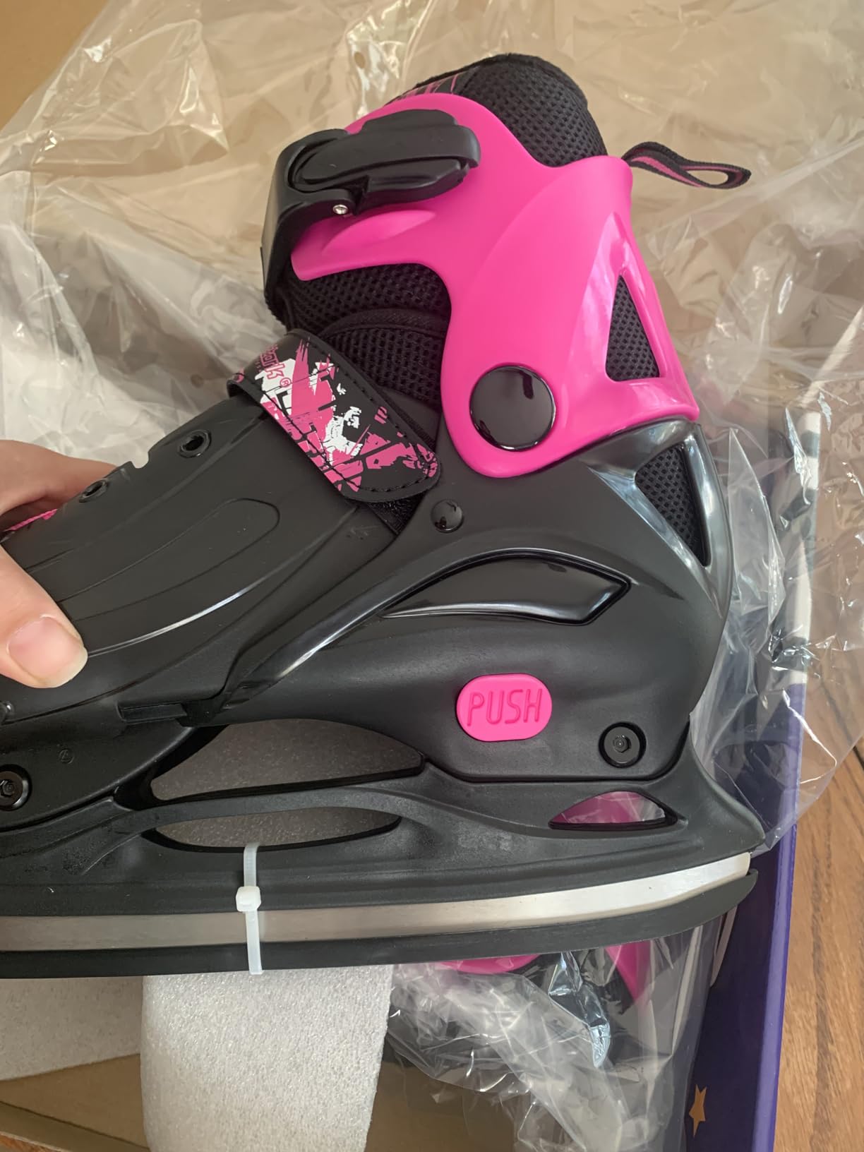 Nattork Ice Skates 4 Sizes Adjustable for Kids Boys Girls, Fun Beginner Ice Skating for Outdoor, Soft and Comfortable Hard Protection for Children Youths Teen customer photo 2