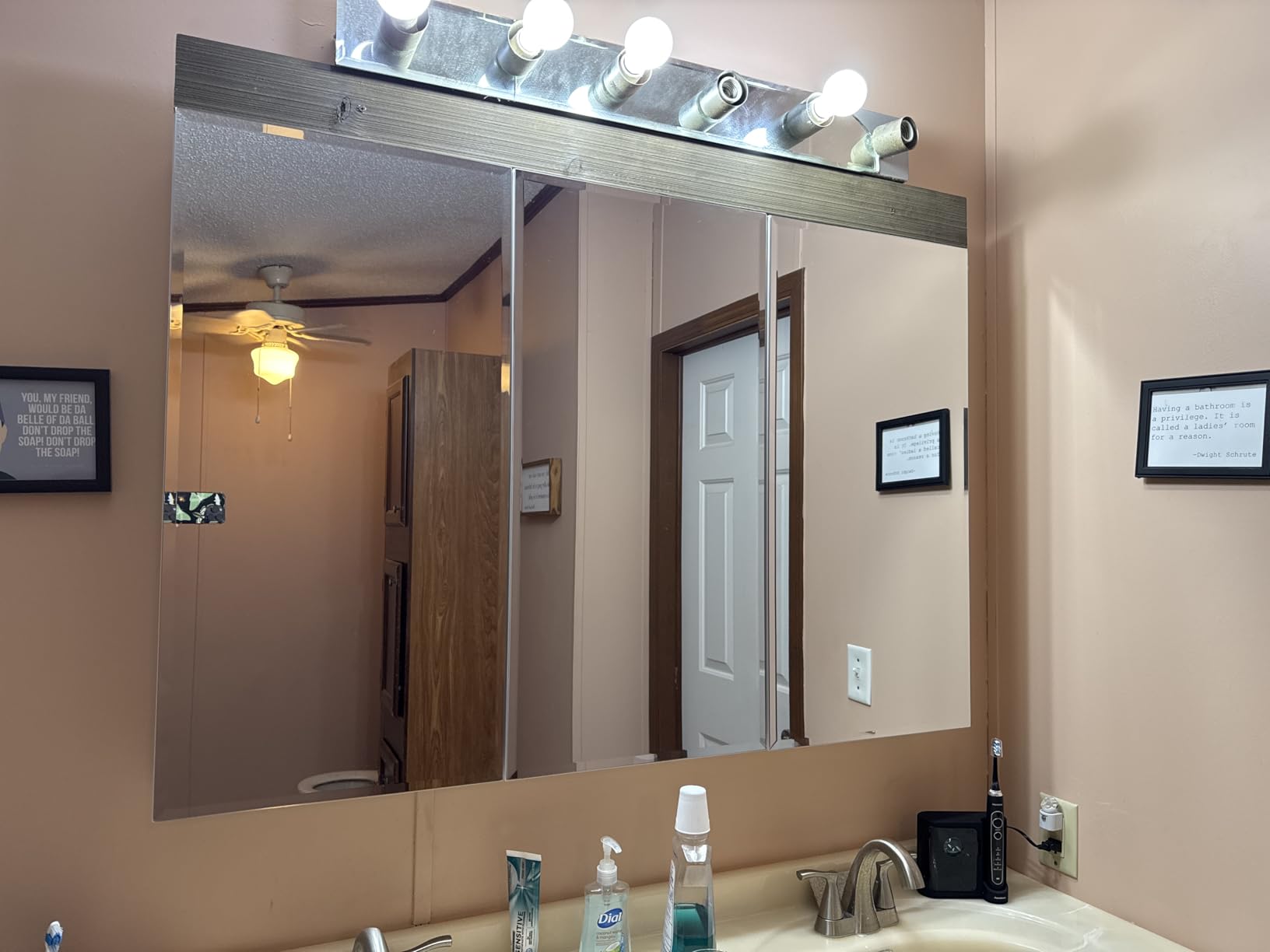TETOTE 20 x 28 Medicine Cabinet with Mirror with Tempered Beveled Mirror Silver Medicine Cabinet Aluminum Cabinet DTC Hinges, Stepless Adjustable Shelves, Recessed/Surface-Mounted customer photo 2
